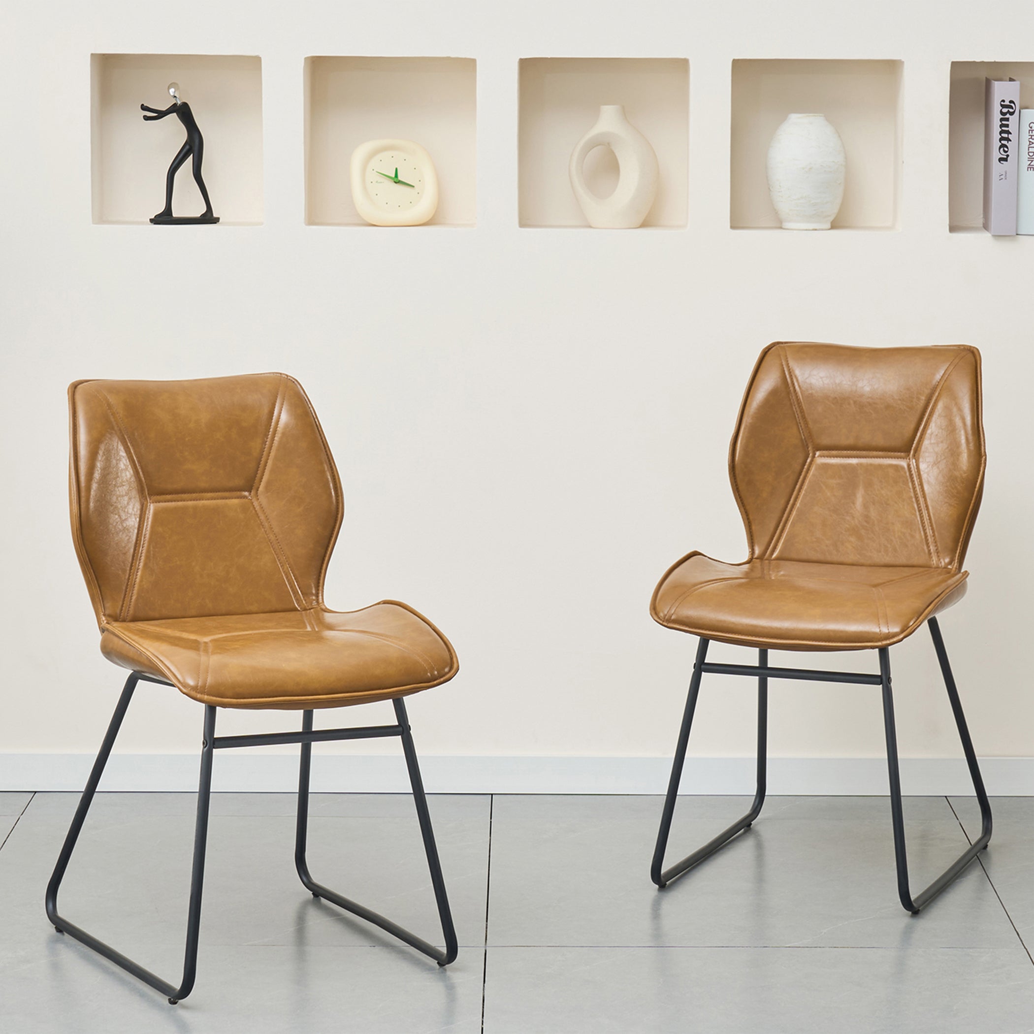 Esszimmerstühle 2er Set aus Kunstleder