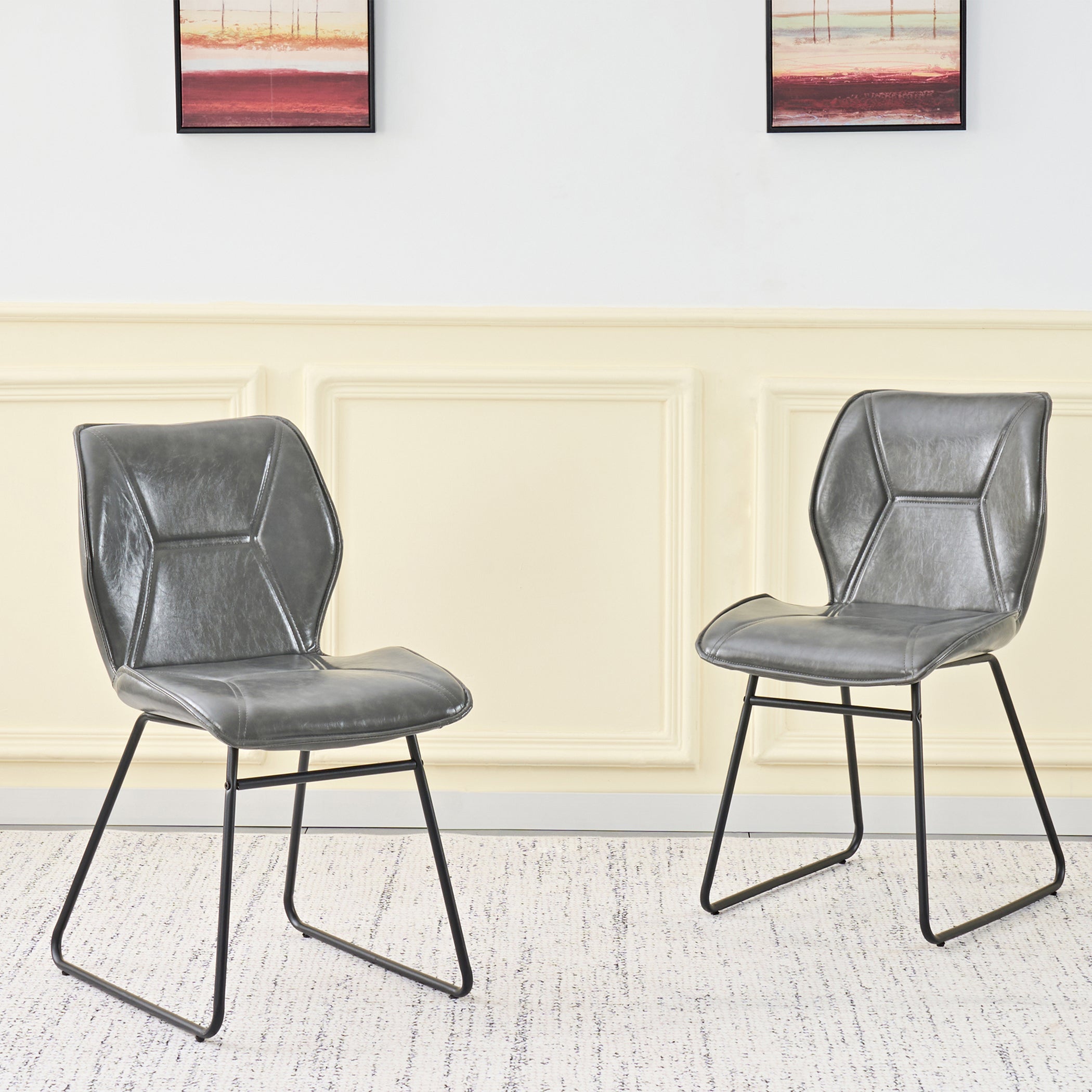 Esszimmerstühle 2er Set aus Kunstleder