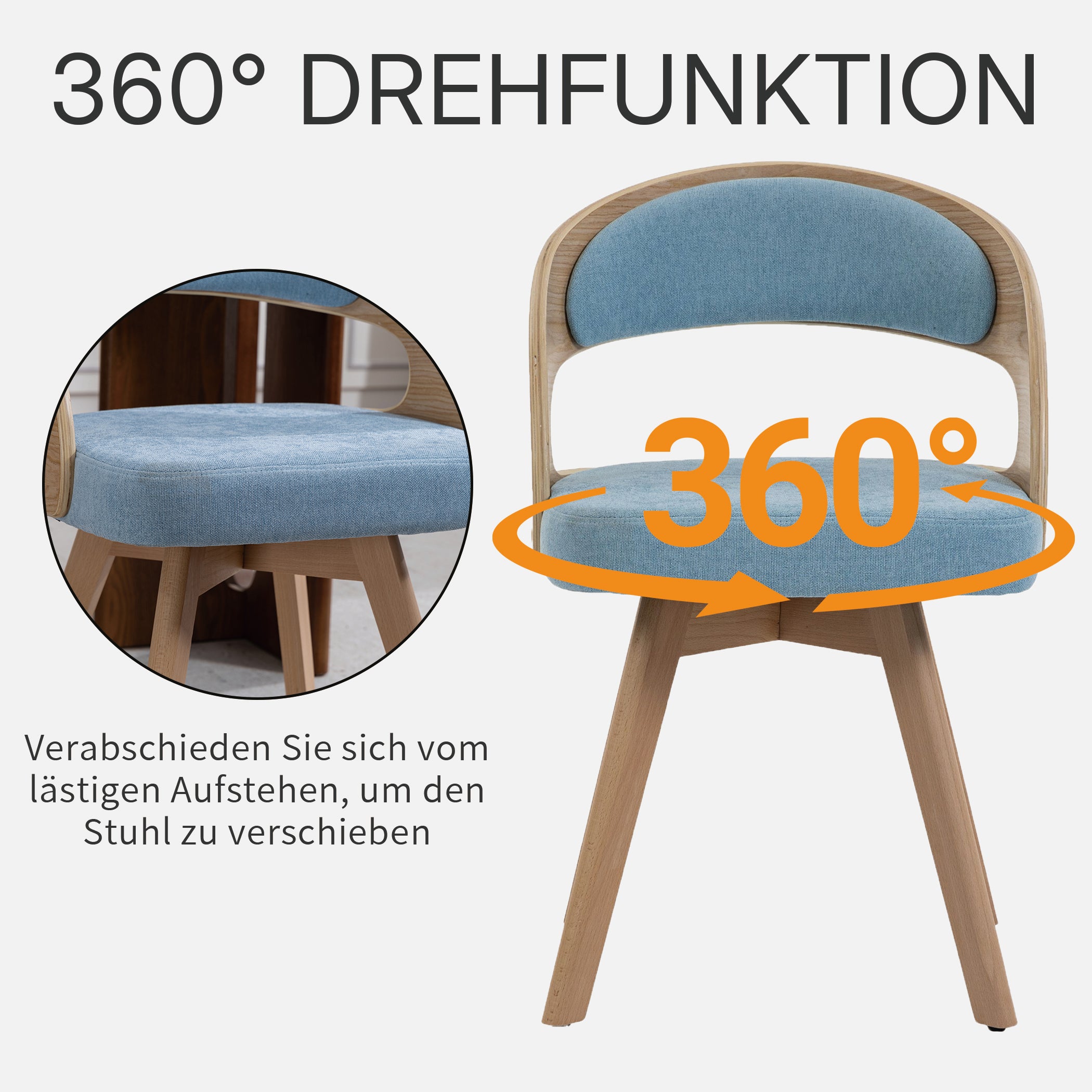 Drehbarer Esszimmerstuhl 2er-Set mit Buchenholzrahmen