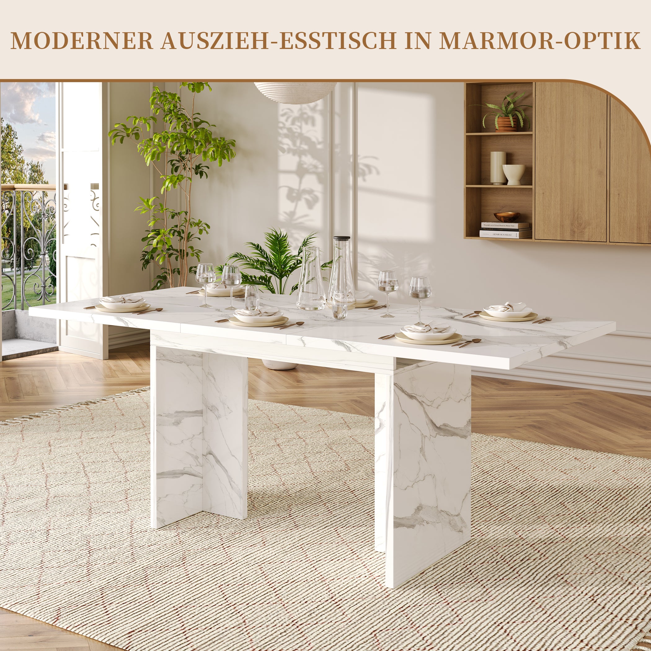 Ausziehbarer Esstisch für 6-8 Personen, 140(180)*80 cm