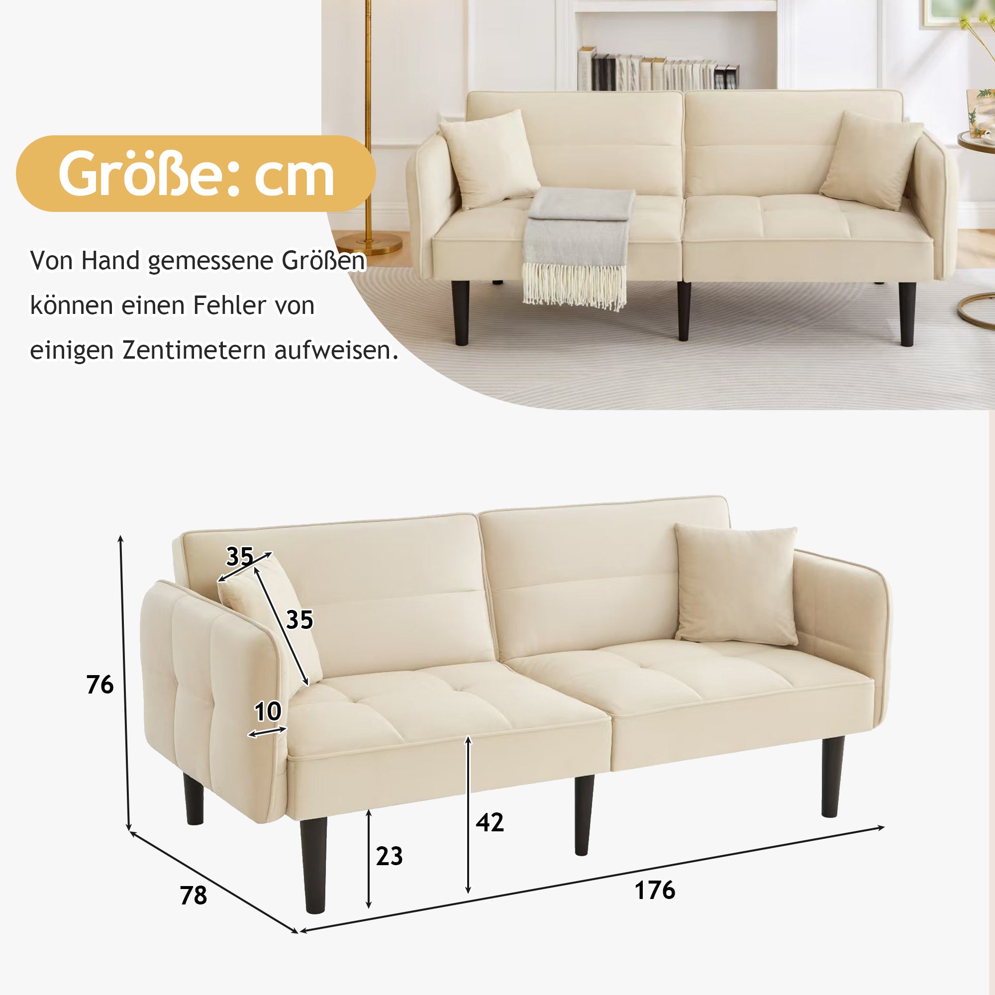 2-in-1 Verstellbares Schlafsofa mit 3 Liegepositionen