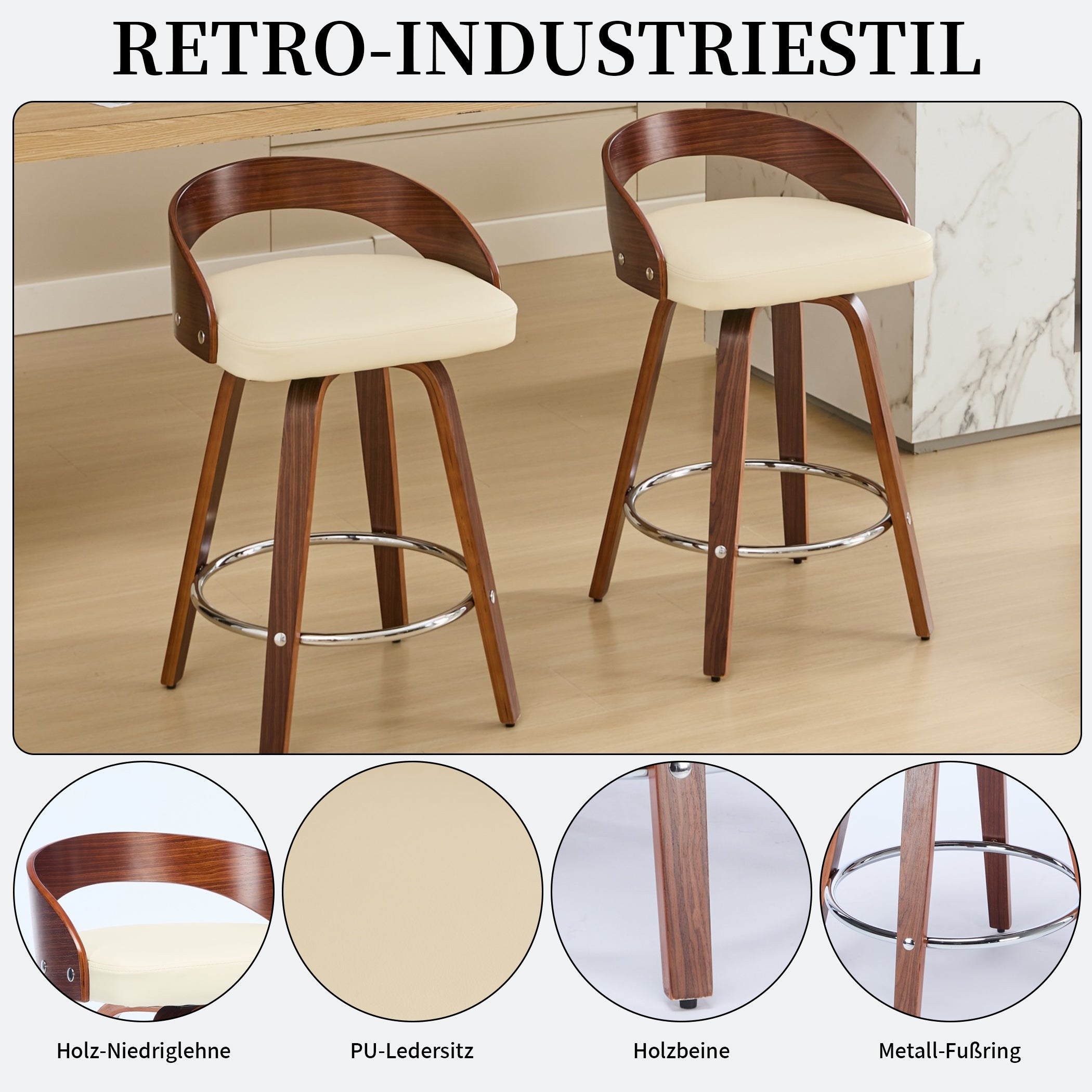 2er Set Barhocker mit Lehne