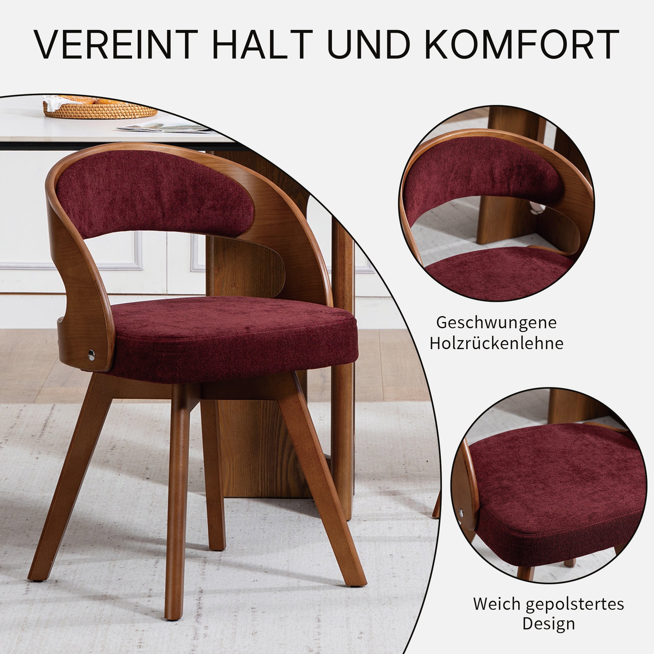 Drehbarer Esszimmerstuhl 2er-Set mit Buchenholzrahmen