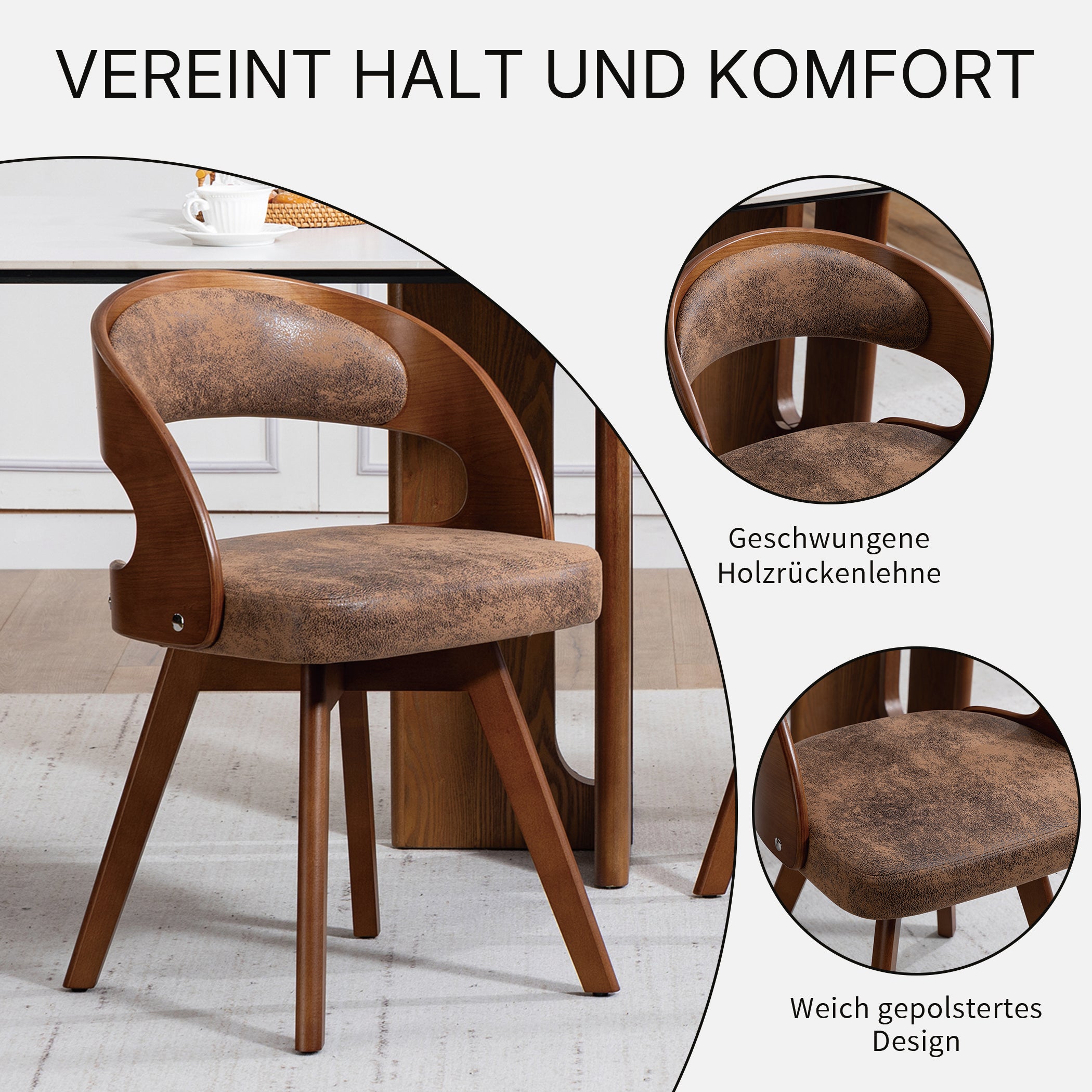 Drehbarer Esszimmerstuhl 2er-Set mit Buchenholzrahmen