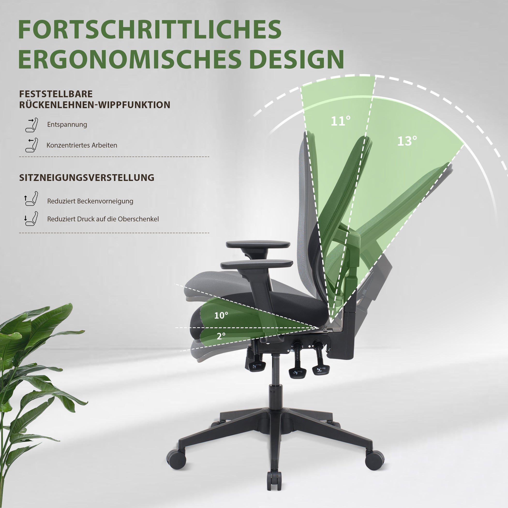 Ergonomischer Bürostuhl mit verstellbare Sitztiefe