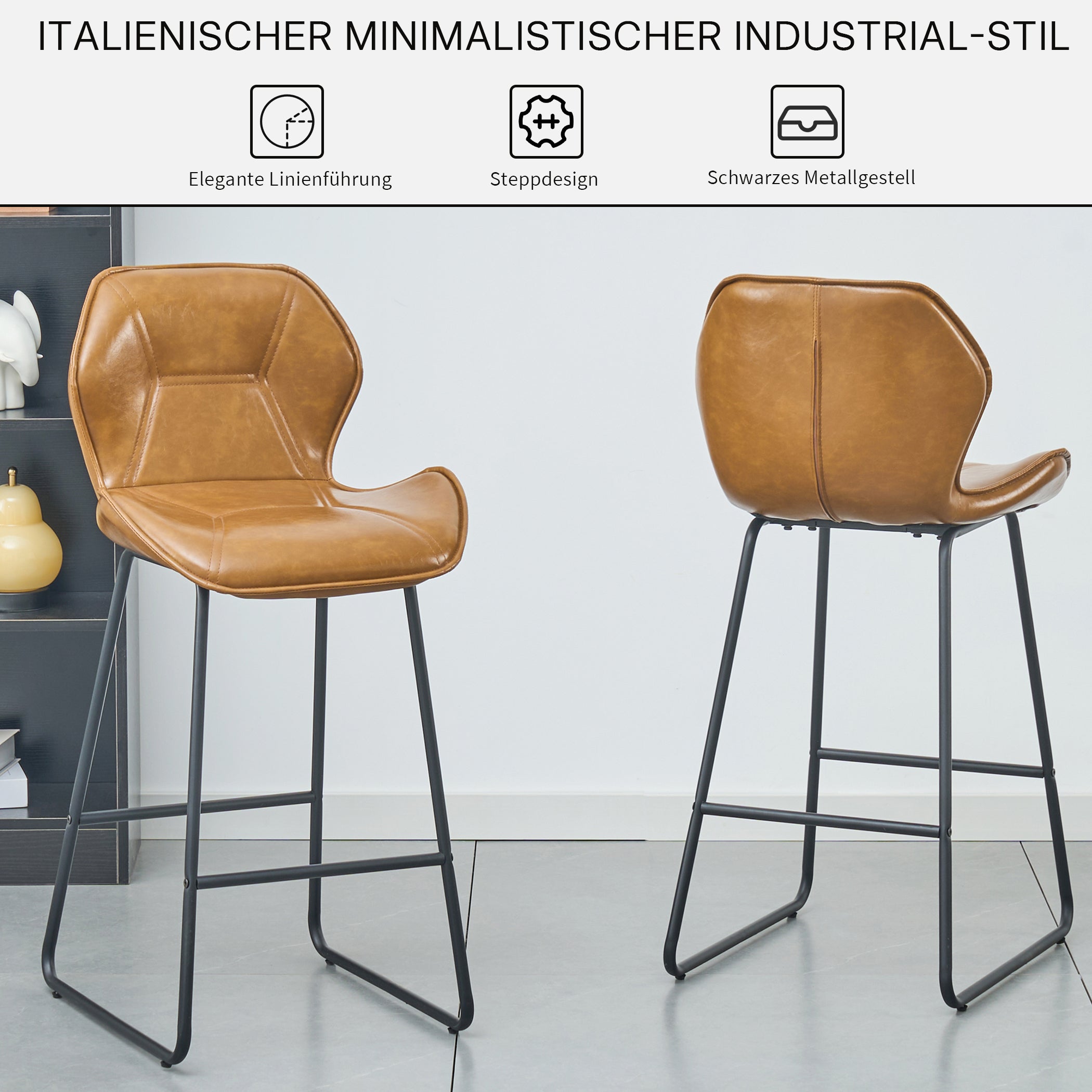 Barhocker 2er Set aus Kunstleder