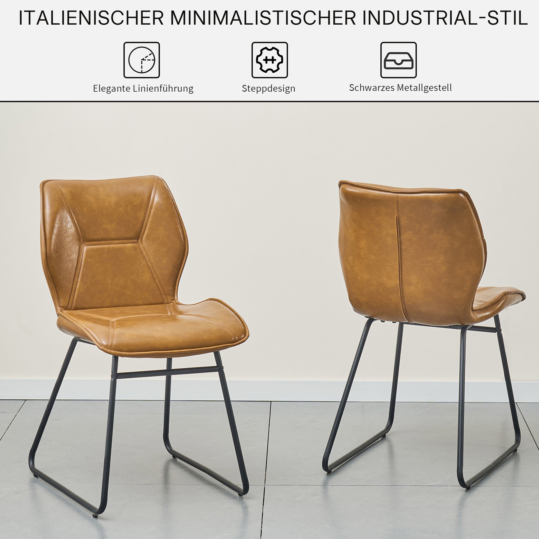 Esszimmerstühle 2er Set aus Kunstleder