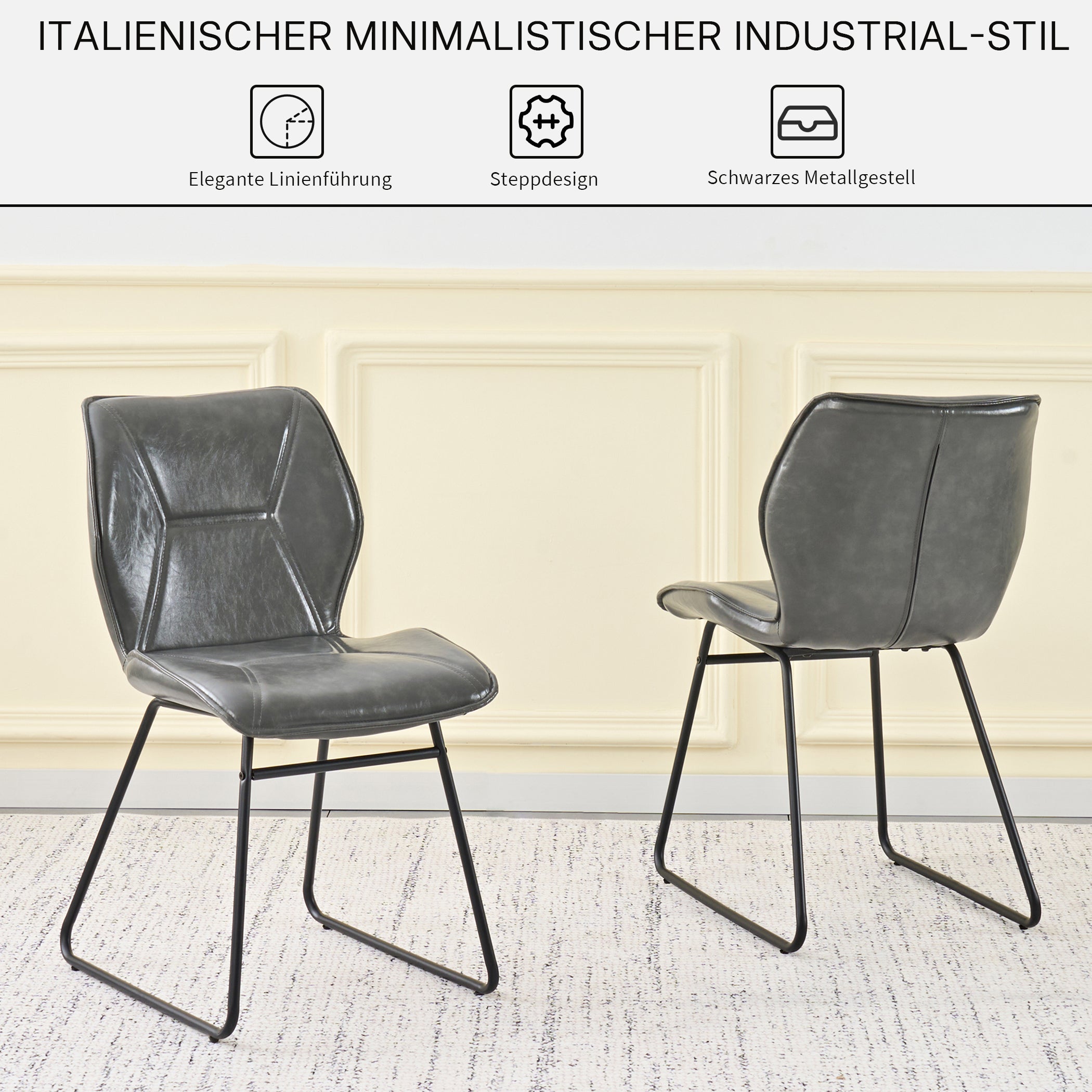 Esszimmerstühle 2er Set aus Kunstleder