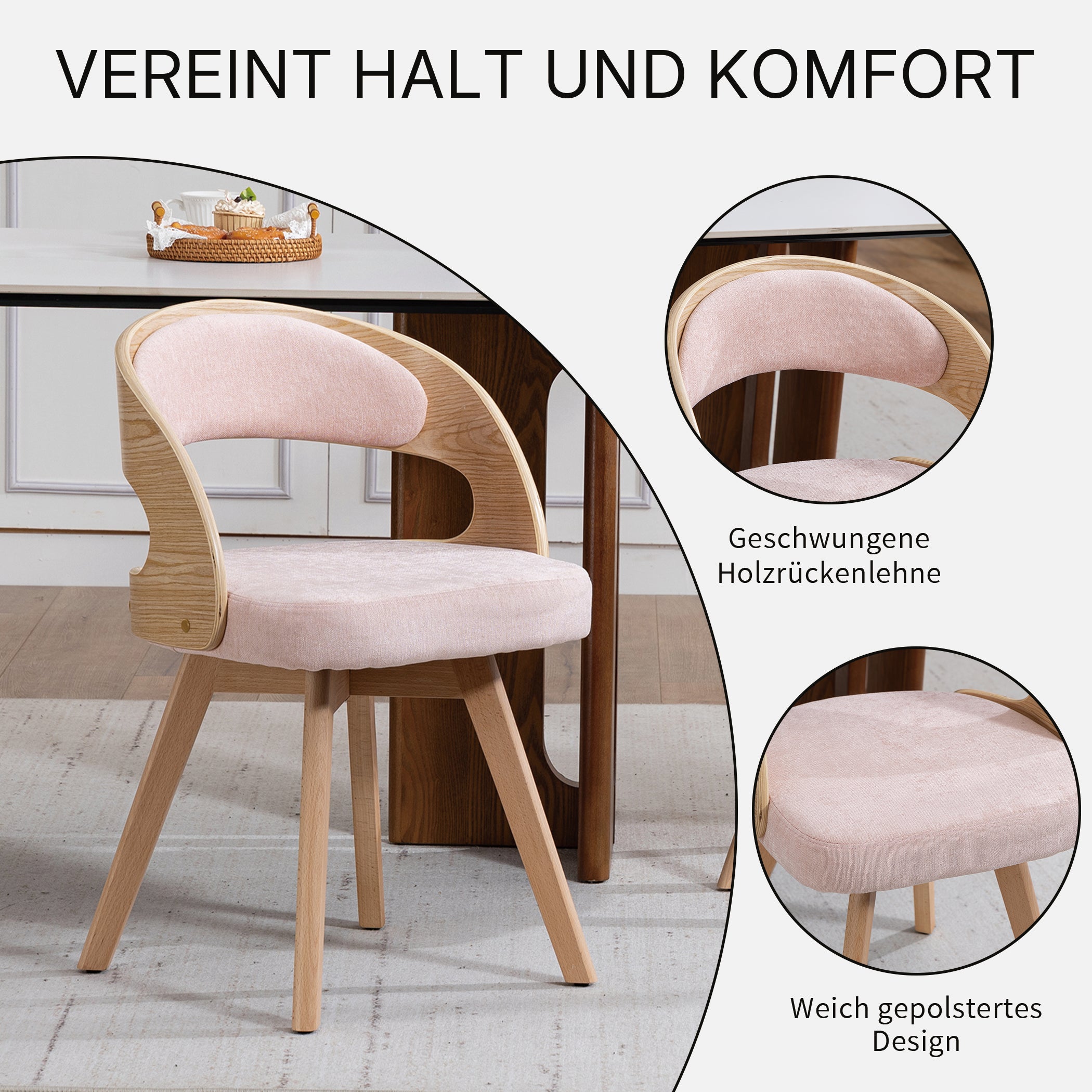 Drehbarer Esszimmerstuhl 2er-Set mit Buchenholzrahmen