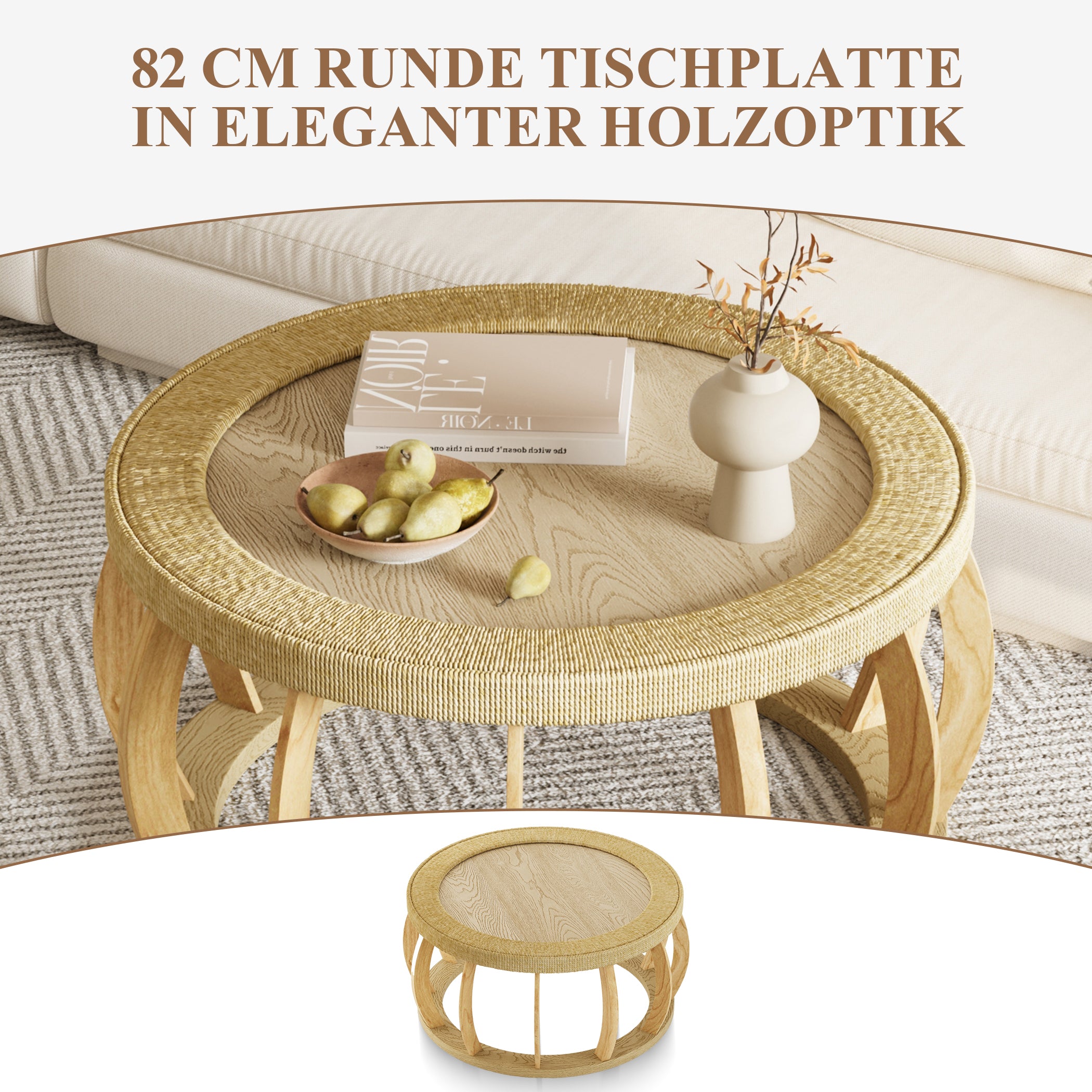 Runder Couchtisch mit Stauraum