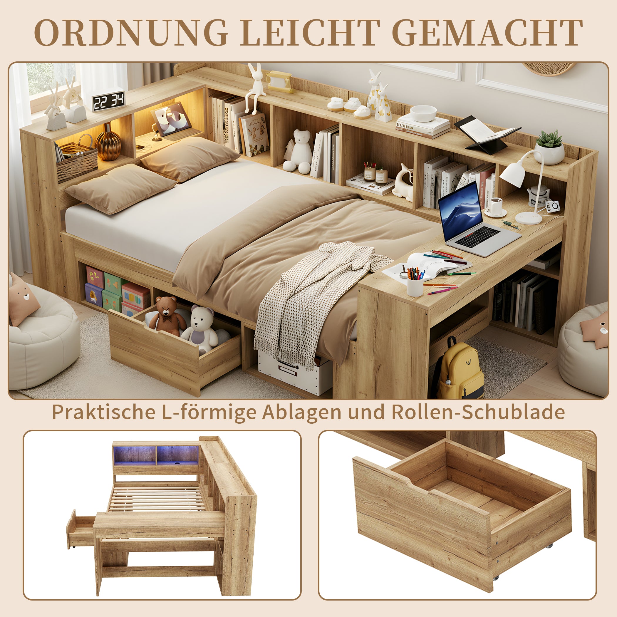 Daybett Holzbett mit Stauraum