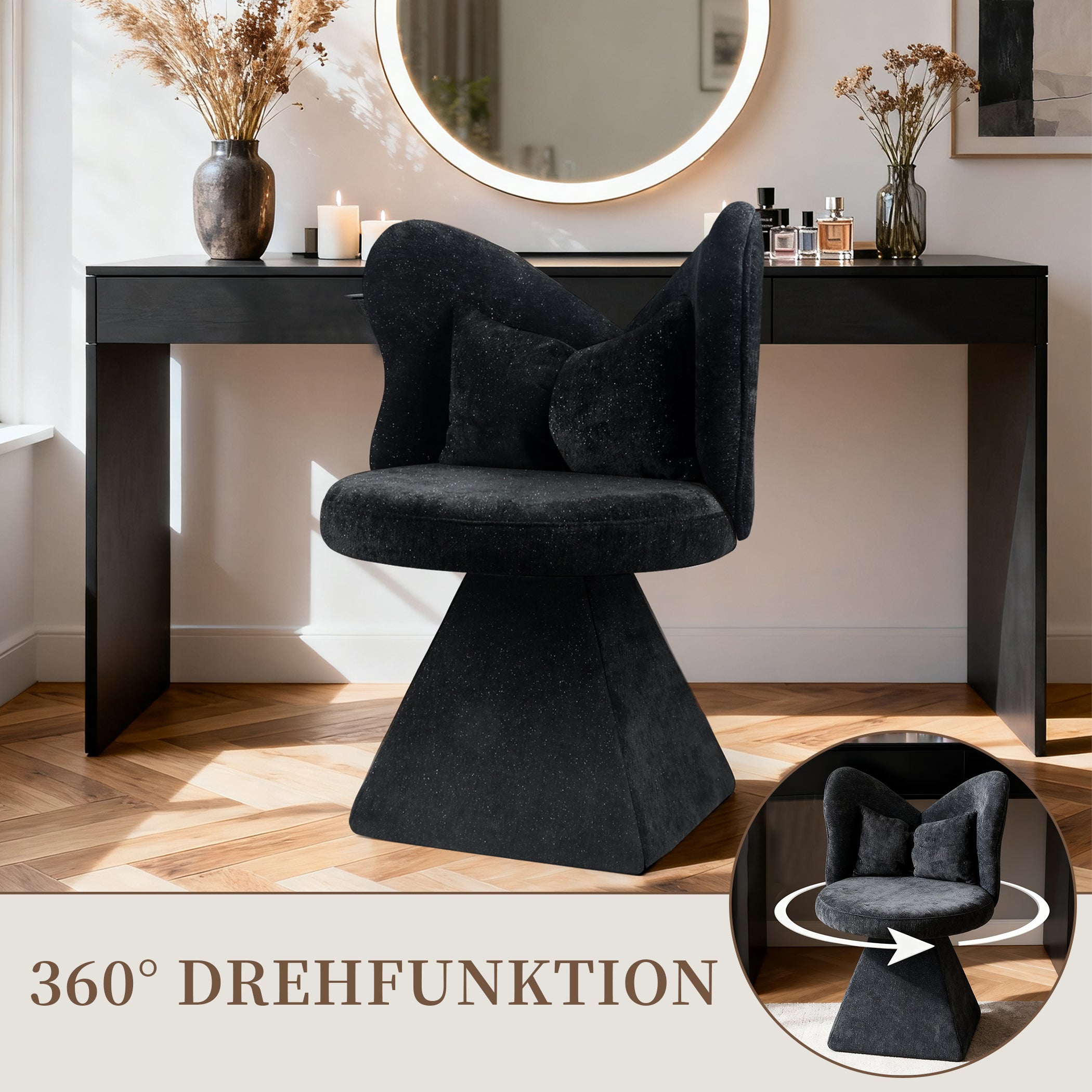 Drehsessel Chenillestoff Schminkhocker ohne Armlehnen