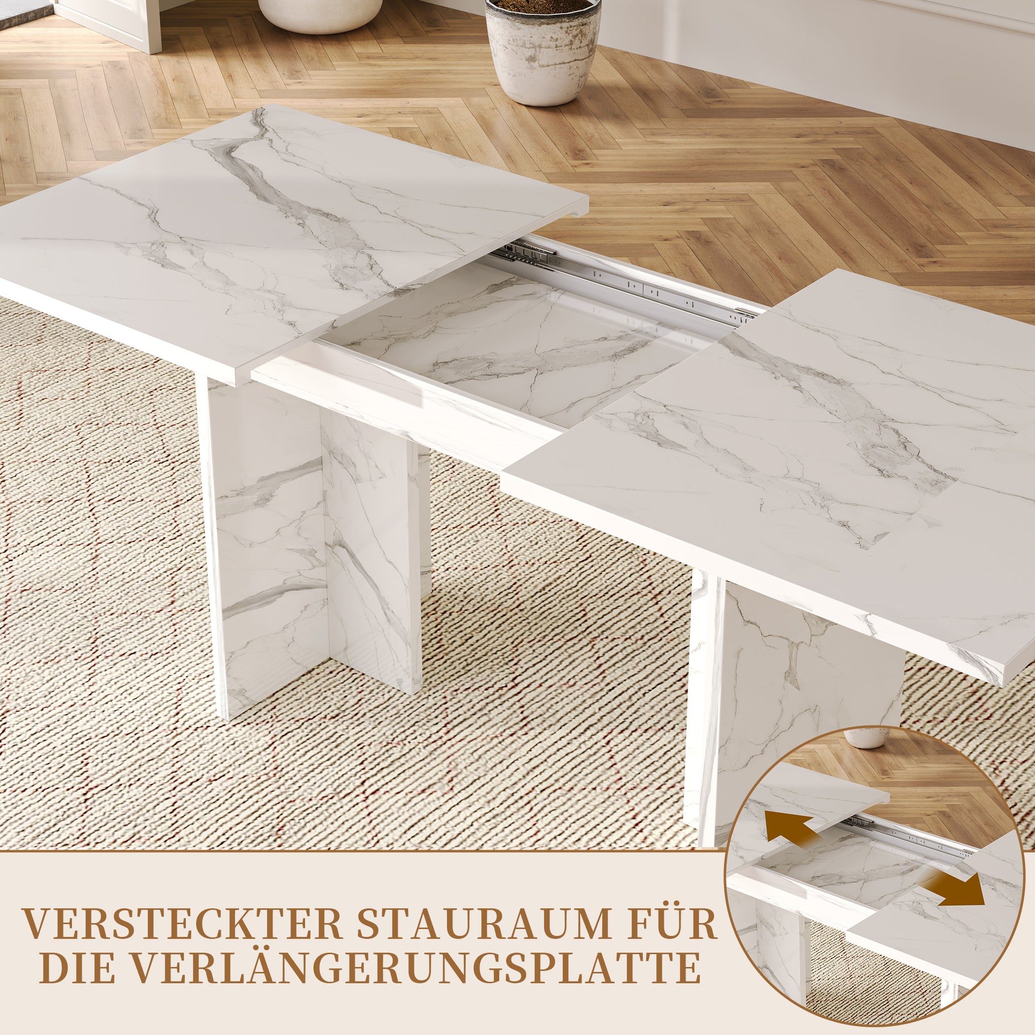 Ausziehbarer Esstisch für 6-8 Personen, 140(180)*80 cm