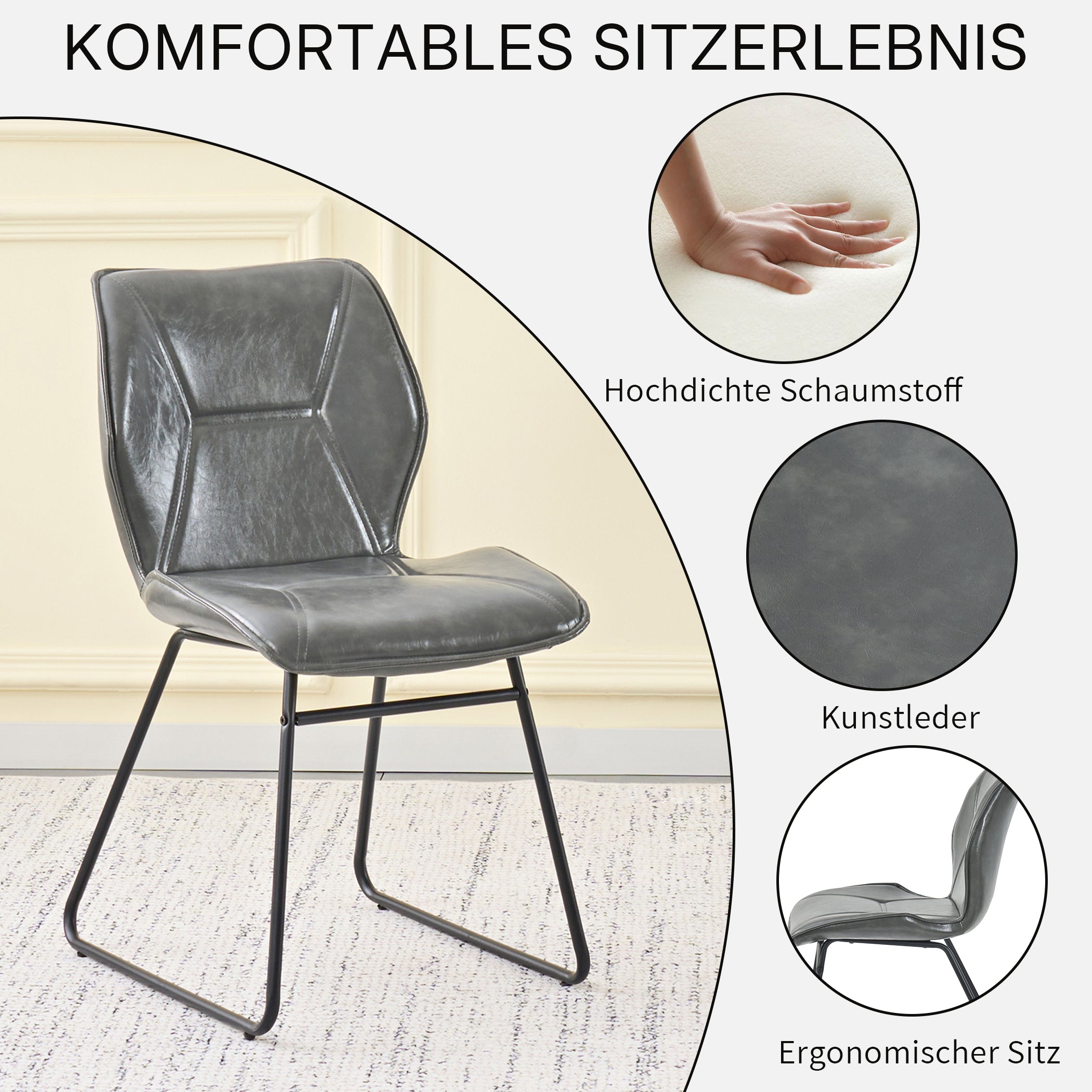Esszimmerstühle 2er Set aus Kunstleder