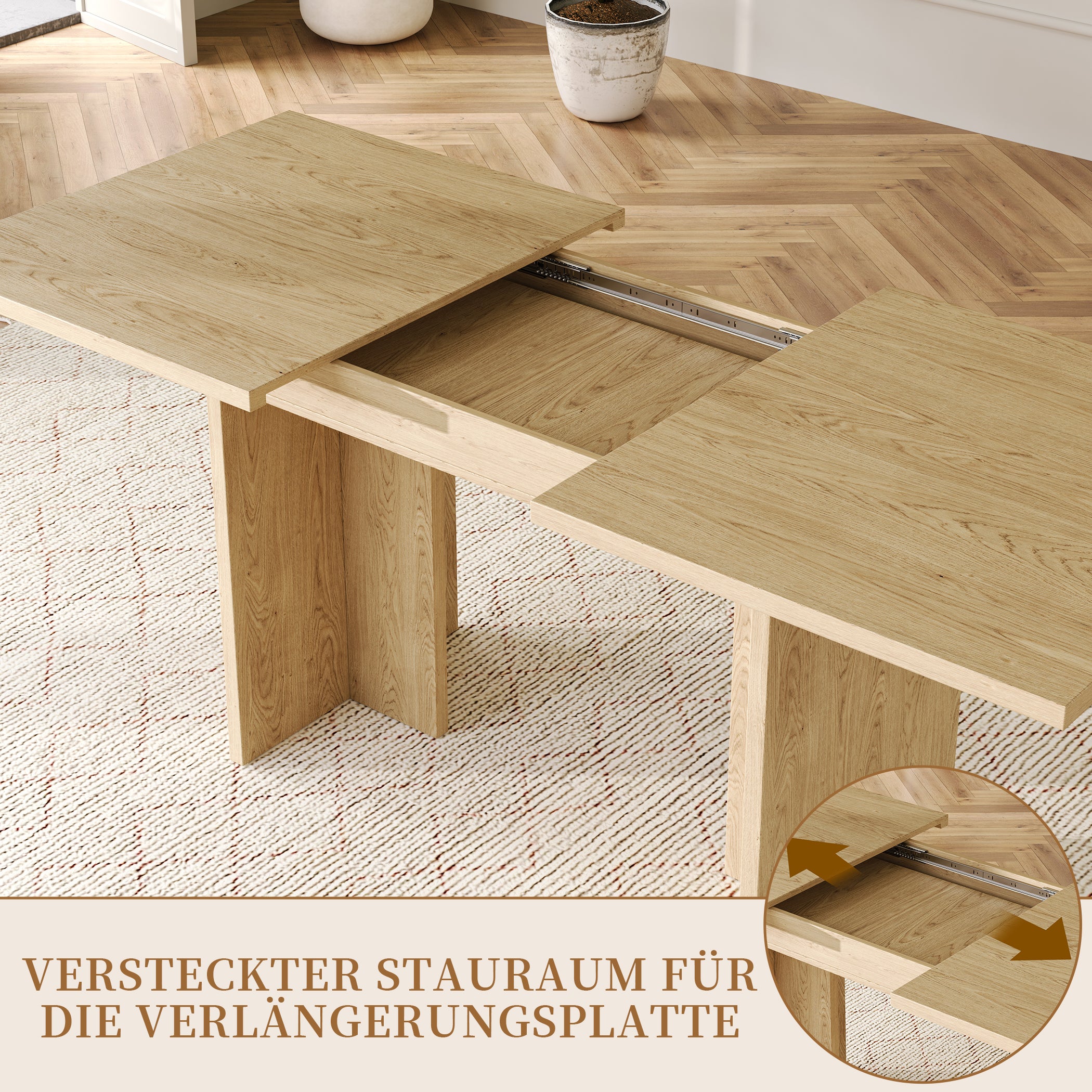 Ausziehbarer Esstisch für 6-8 Personen, 140(180)*80 cm