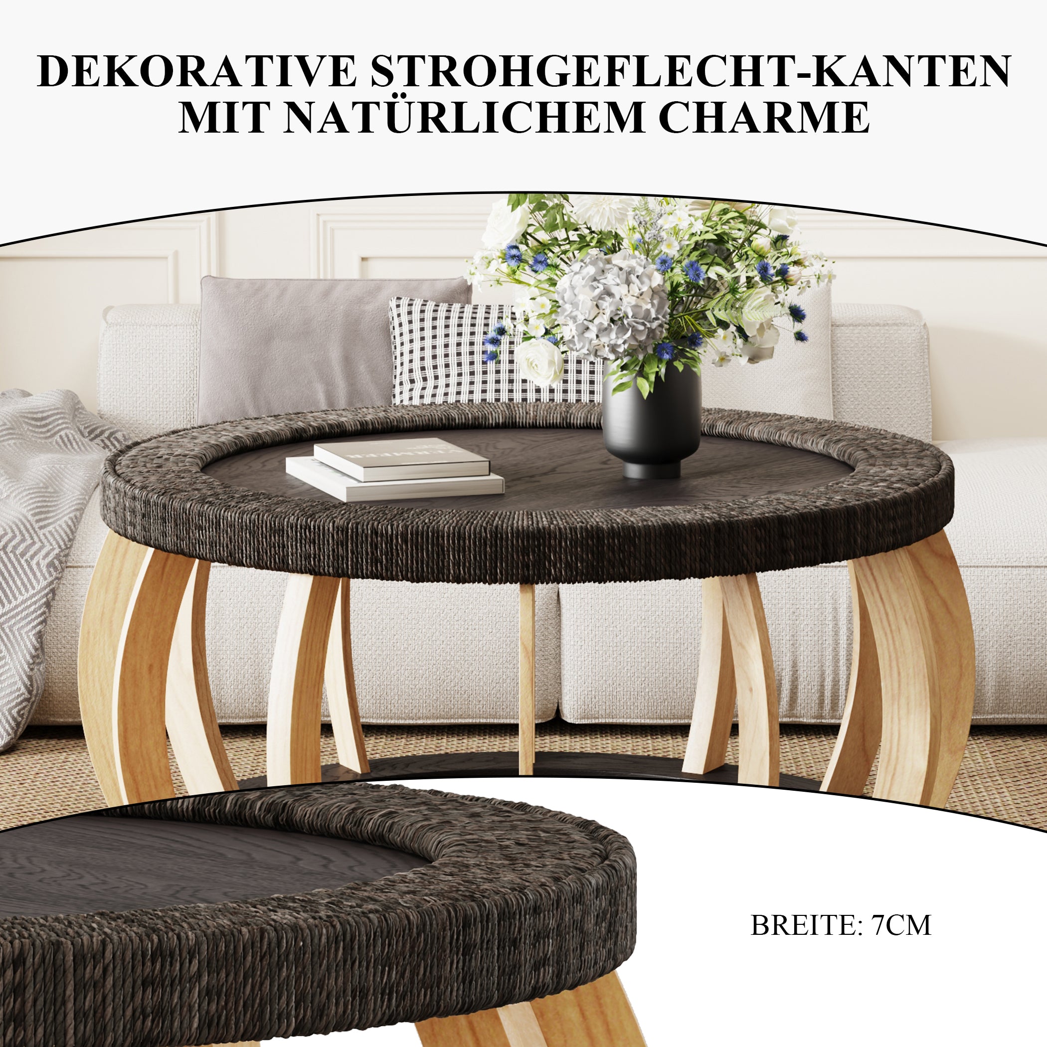 Runder Couchtisch mit Stauraum