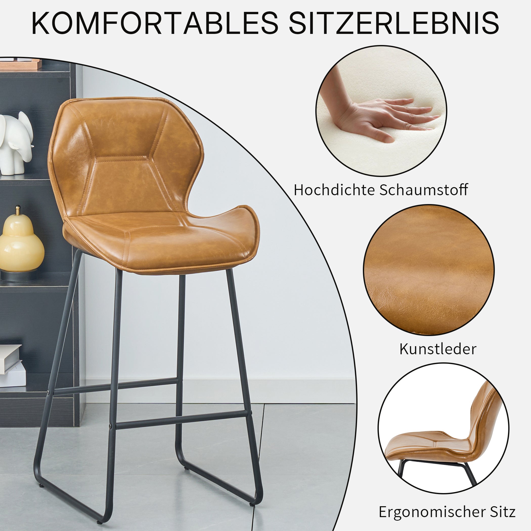 Barhocker 2er Set aus Kunstleder