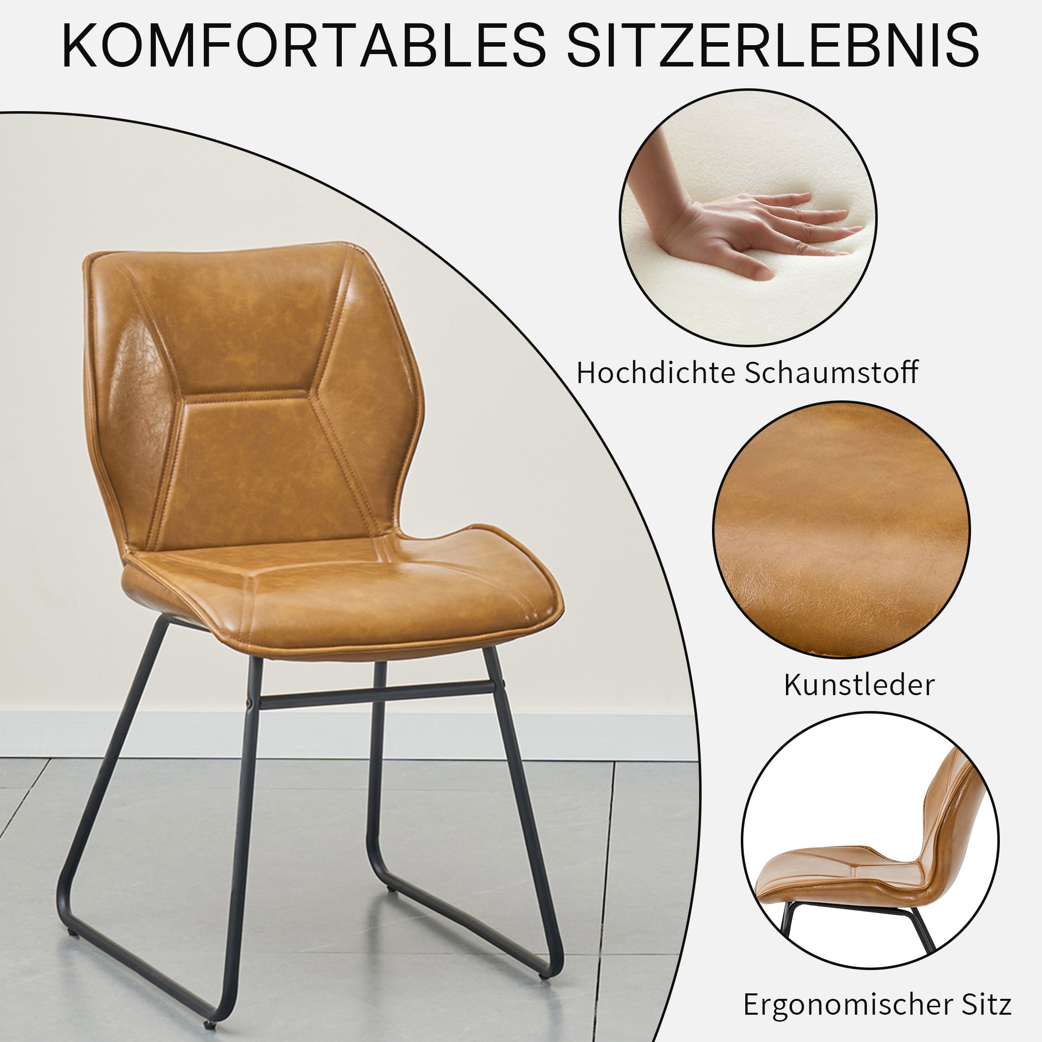 Esszimmerstühle 2er Set aus Kunstleder