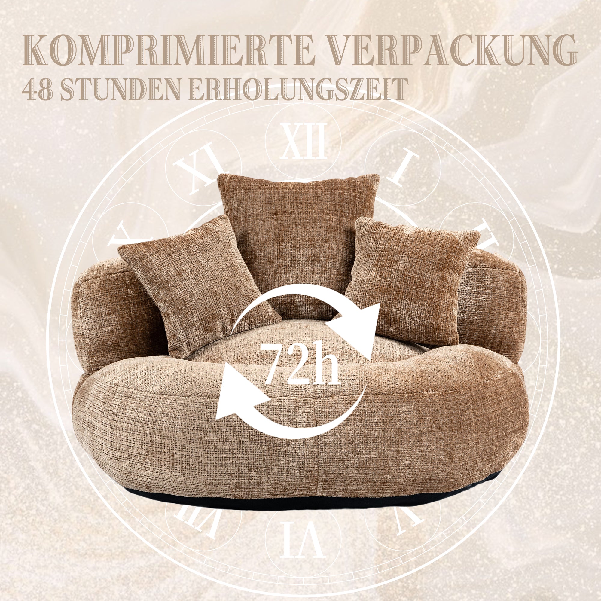 Sitzsack mit Unterstützend Rückenlehne und 3 Kissen