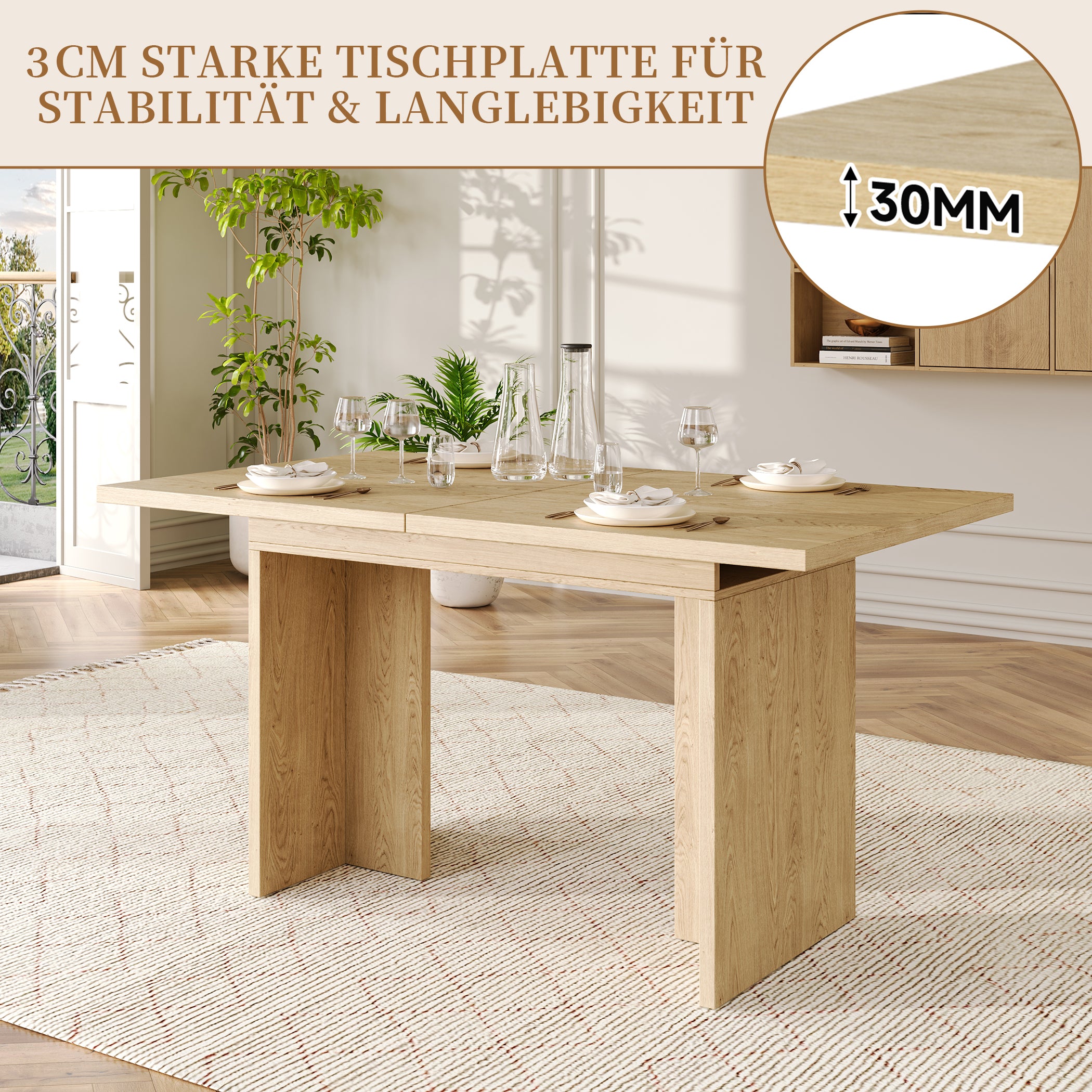 Ausziehbarer Esstisch für 6-8 Personen, 140(180)*80 cm