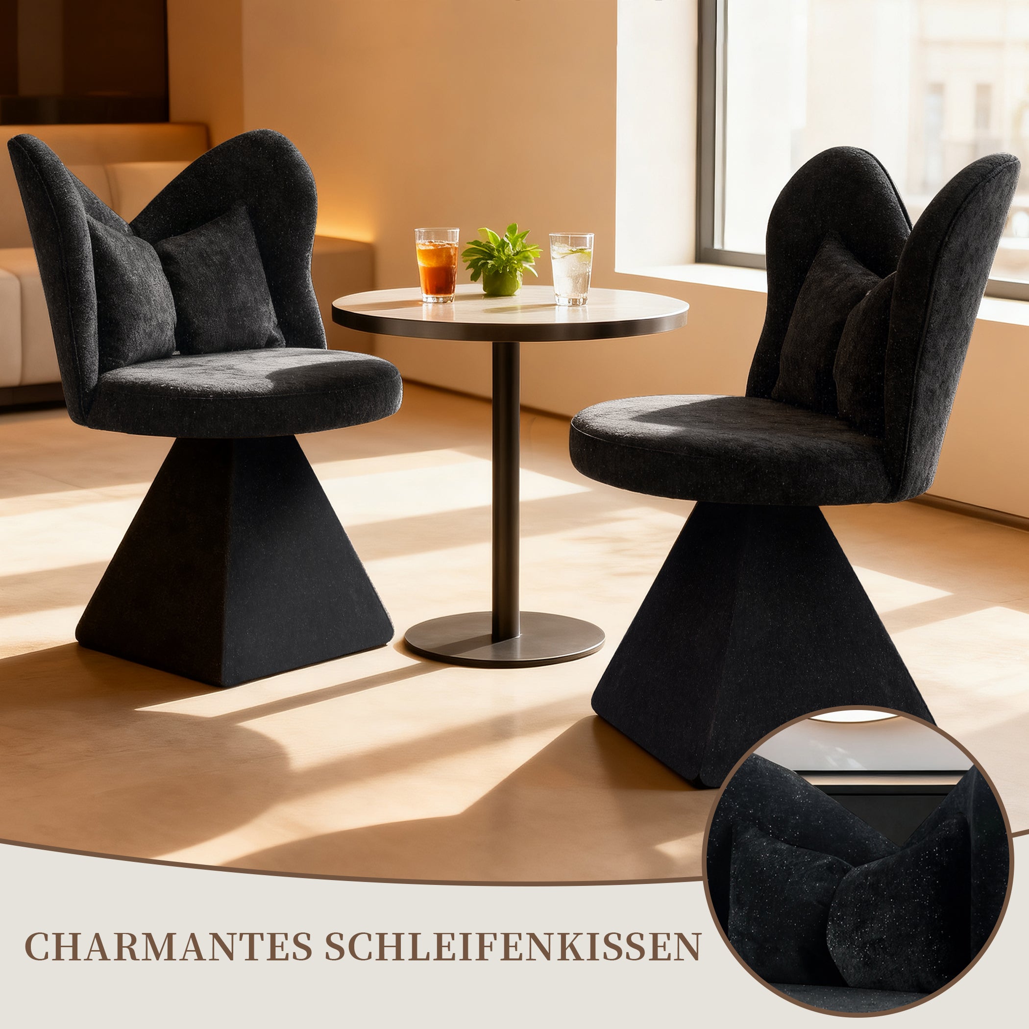 Drehsessel Chenillestoff Schminkhocker ohne Armlehnen