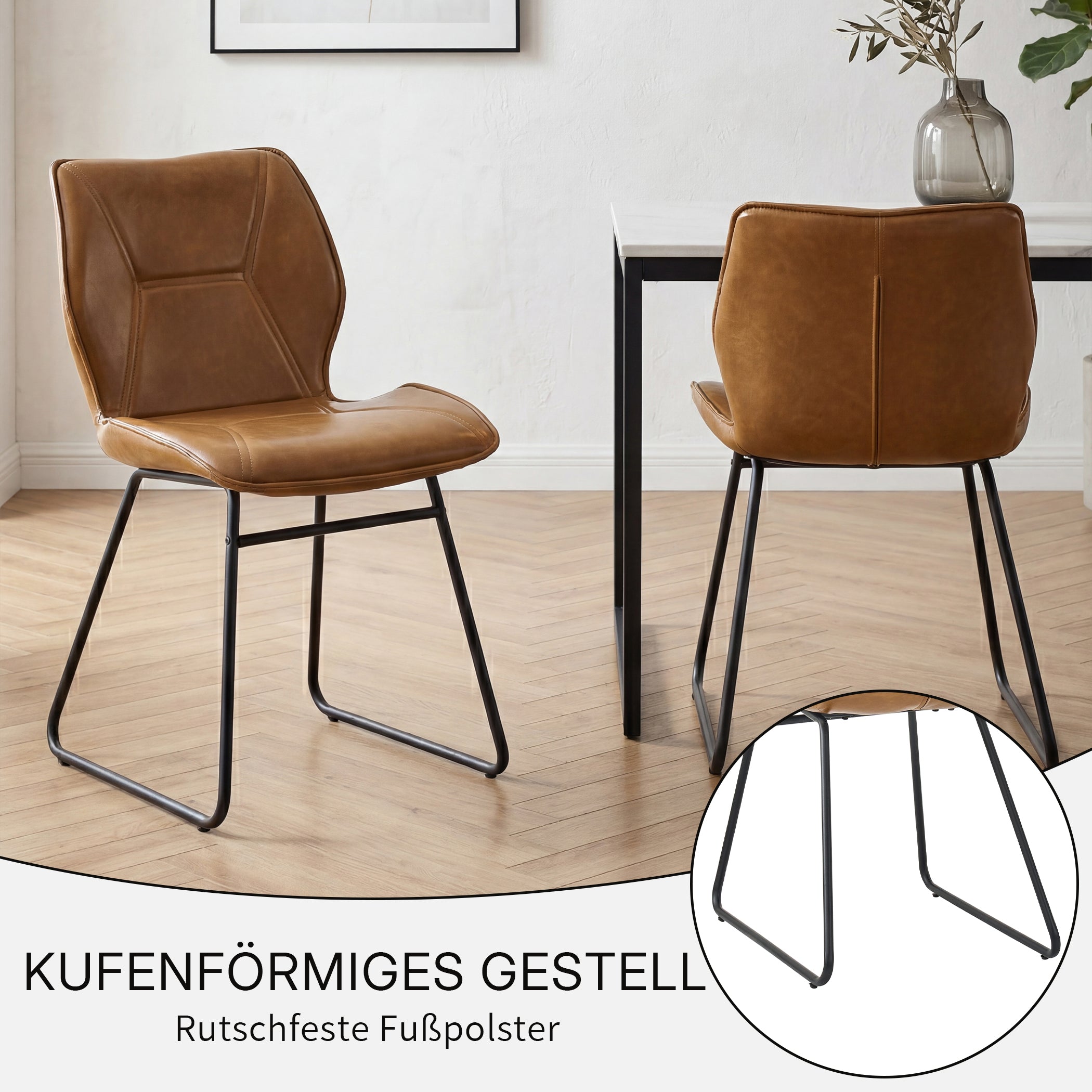 Esszimmerstühle 2er Set aus Kunstleder