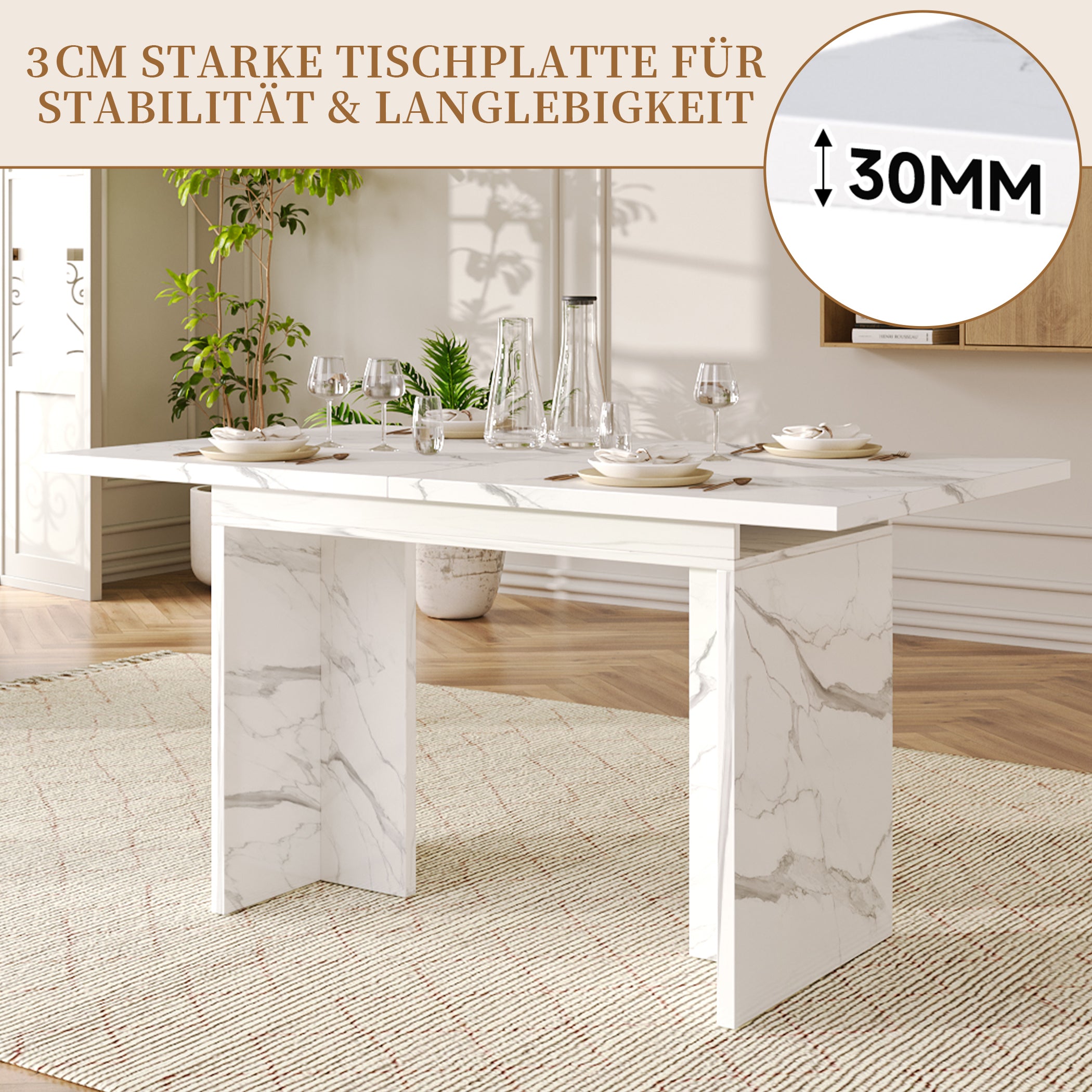 Ausziehbarer Esstisch für 6-8 Personen, 140(180)*80 cm
