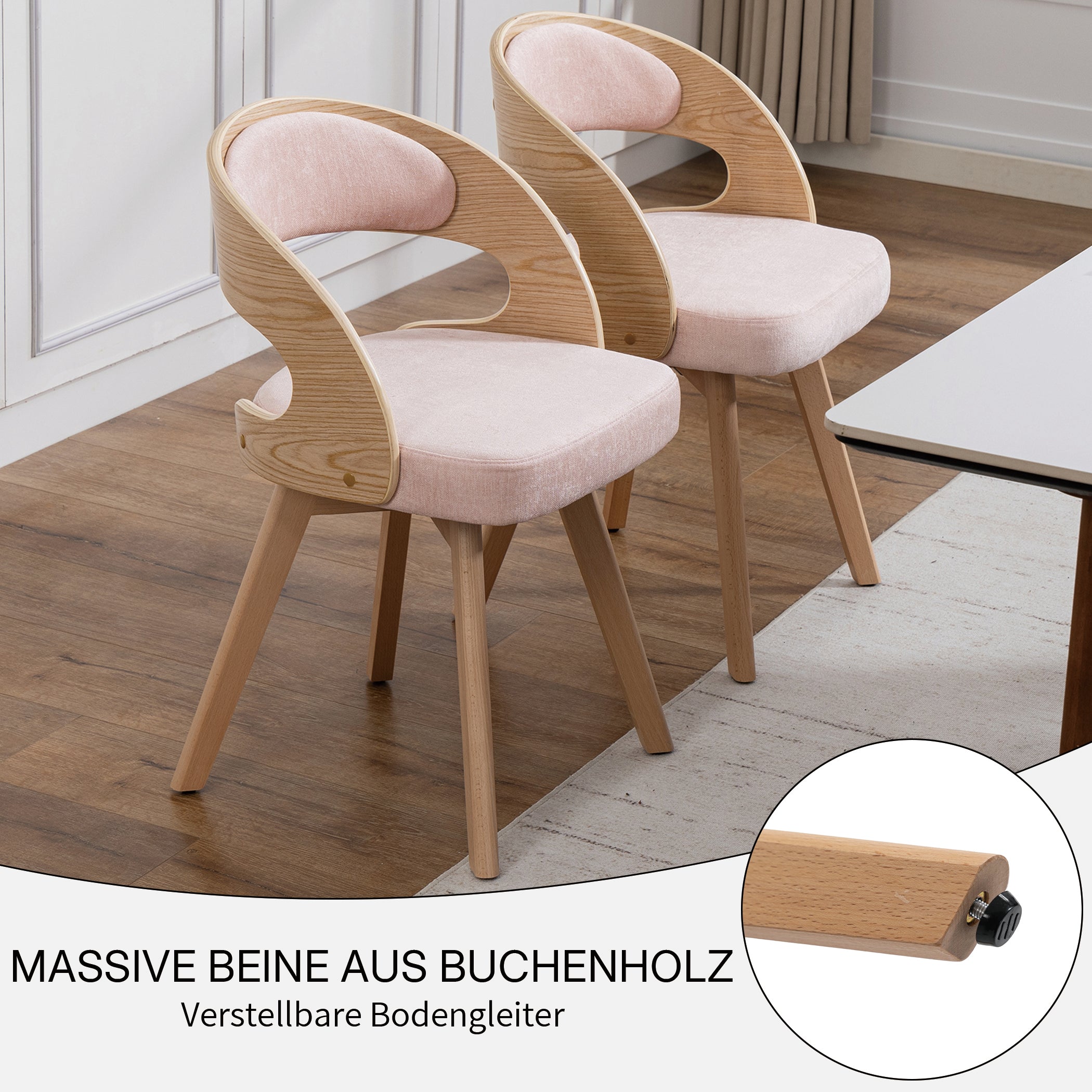 Drehbarer Esszimmerstuhl 2er-Set mit Buchenholzrahmen