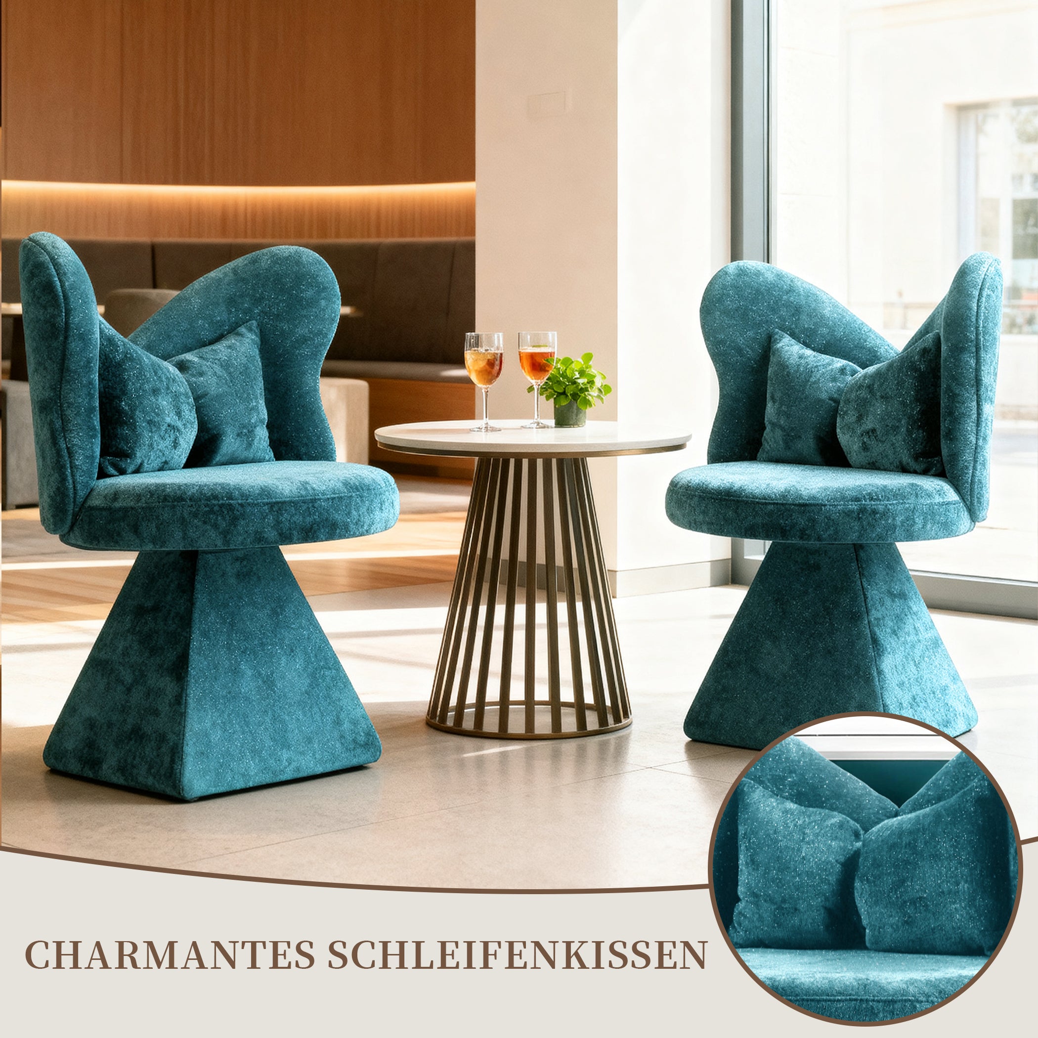 Drehsessel Chenillestoff Schminkhocker ohne Armlehnen