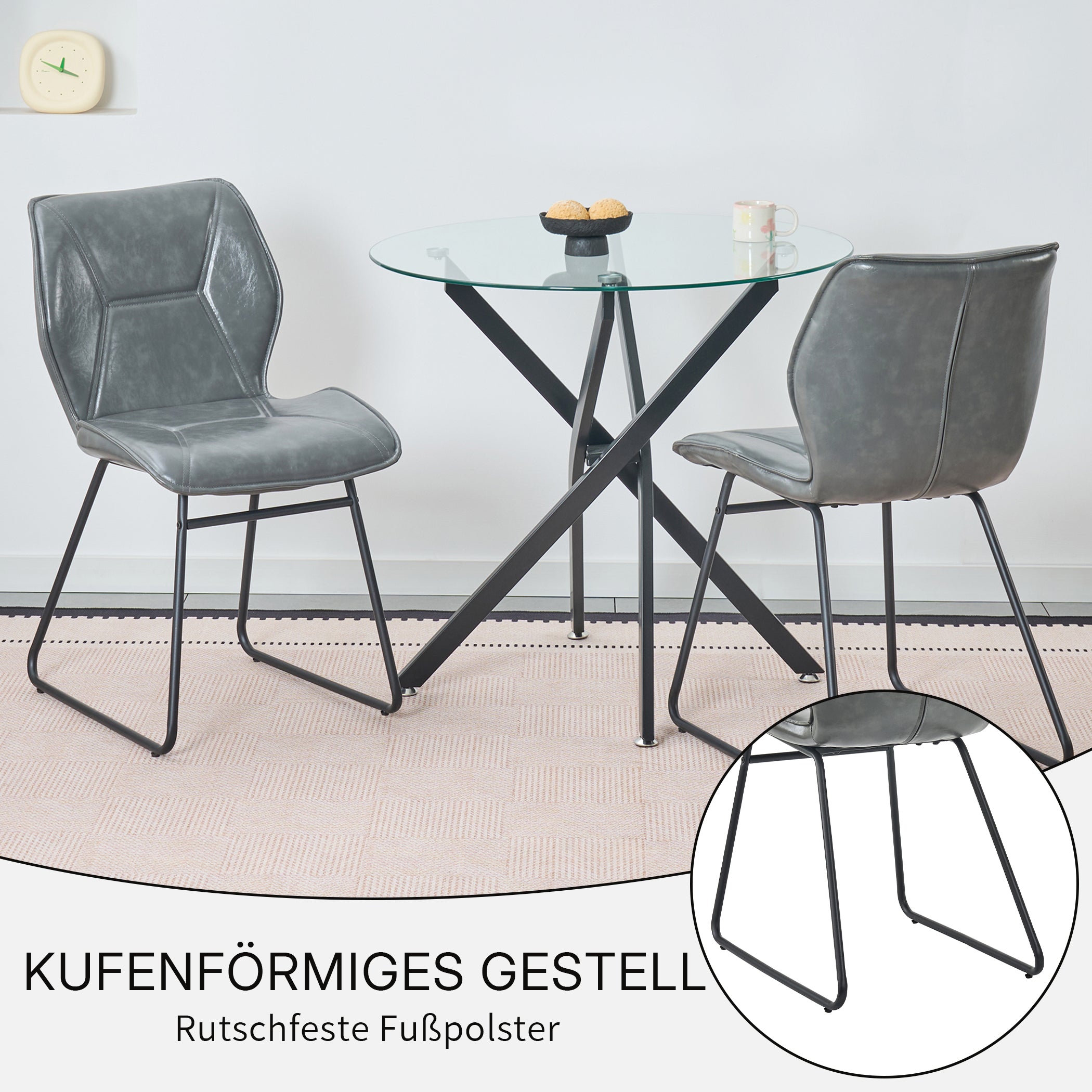 Esszimmerstühle 2er Set aus Kunstleder