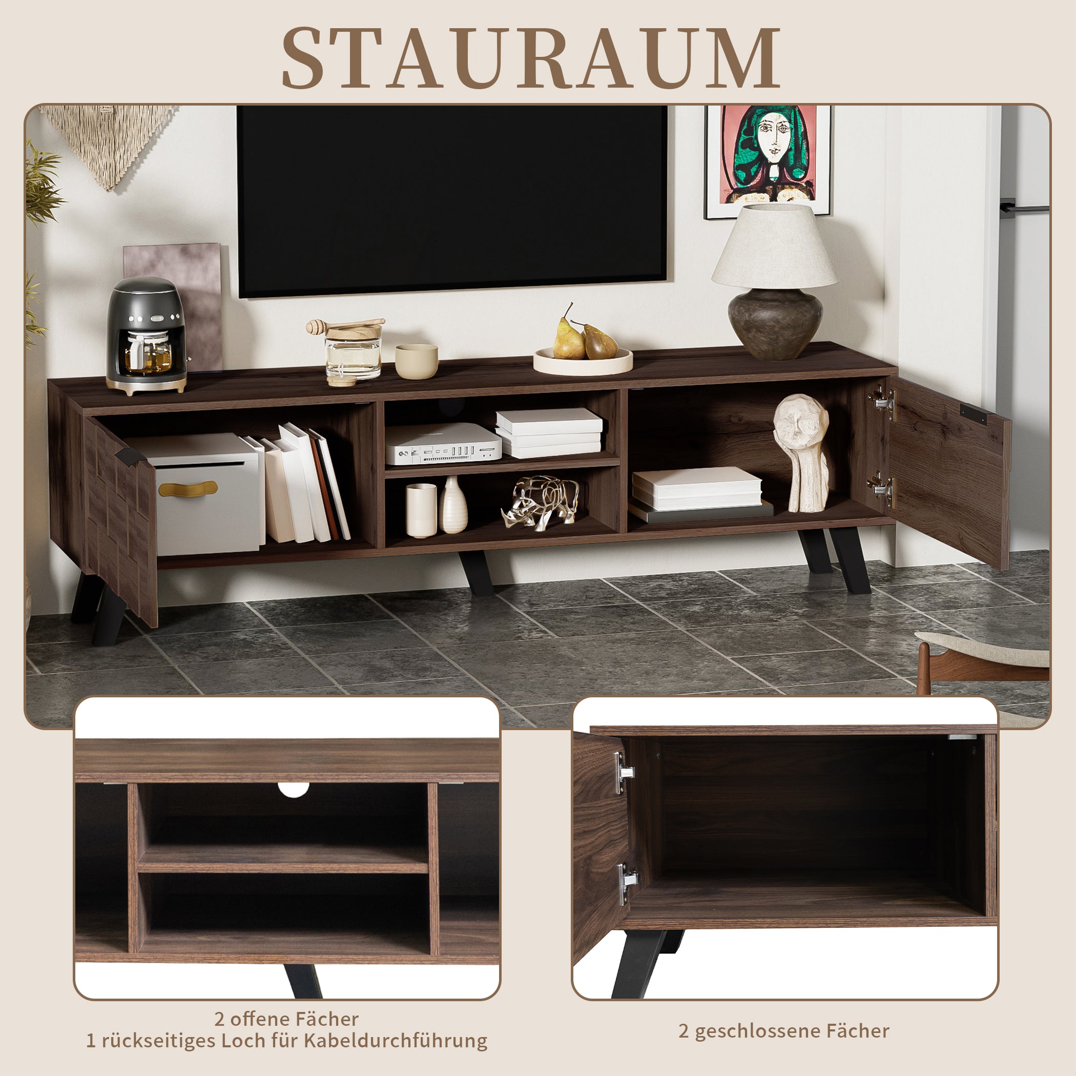 Stivoller TV-Lowboard mit Reicher Stauraum
