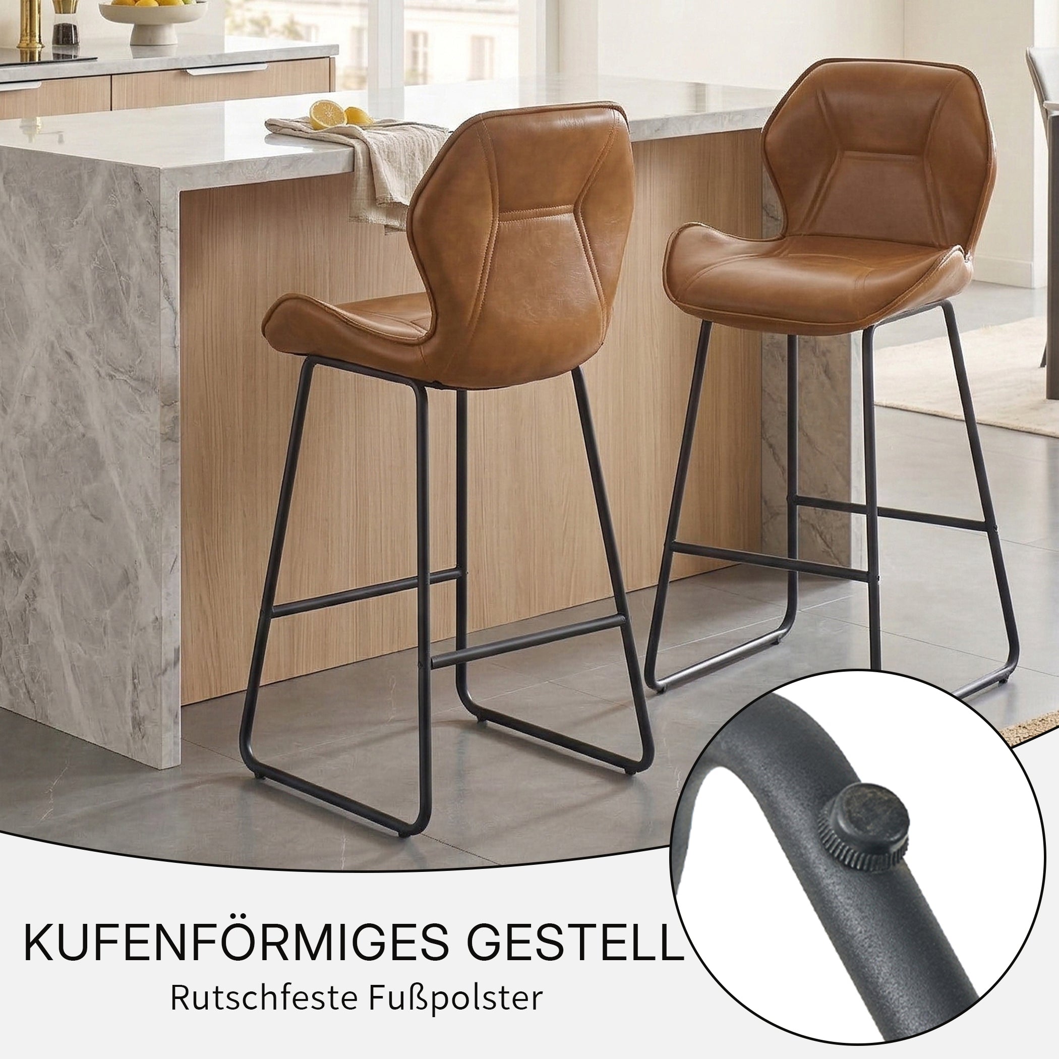 Barhocker 2er Set aus Kunstleder