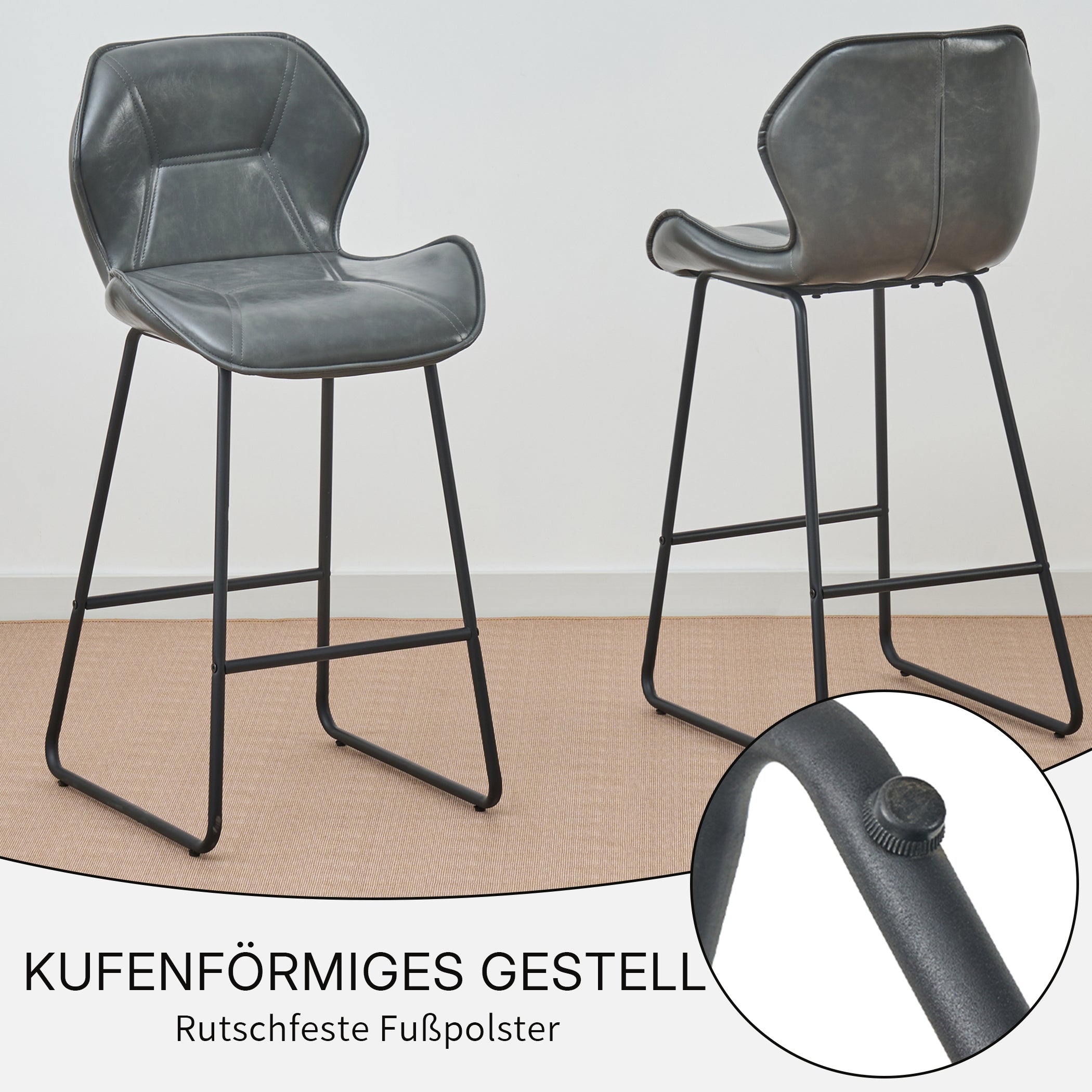 Barhocker 2er Set aus Kunstleder