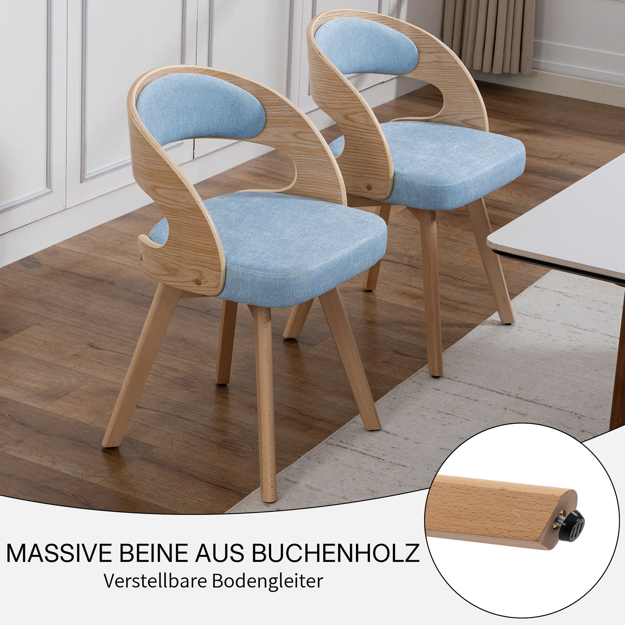 Drehbarer Esszimmerstuhl 2er-Set mit Buchenholzrahmen