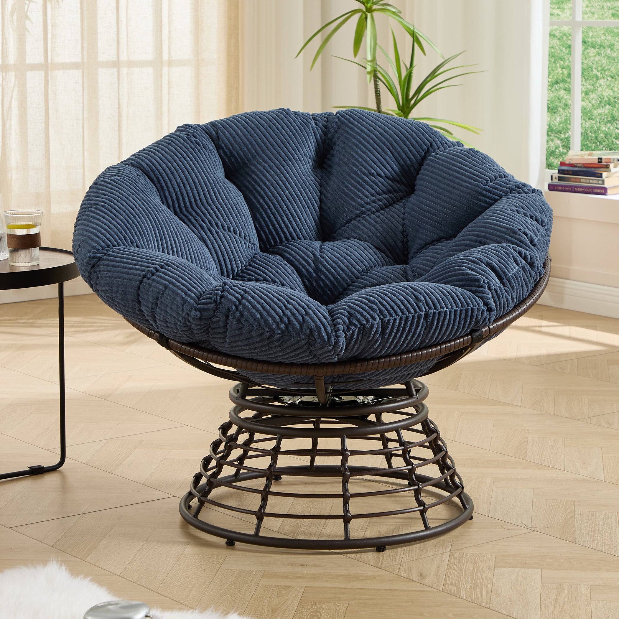 Drehbarer Papasan-Stuhl mit Stahlgestell