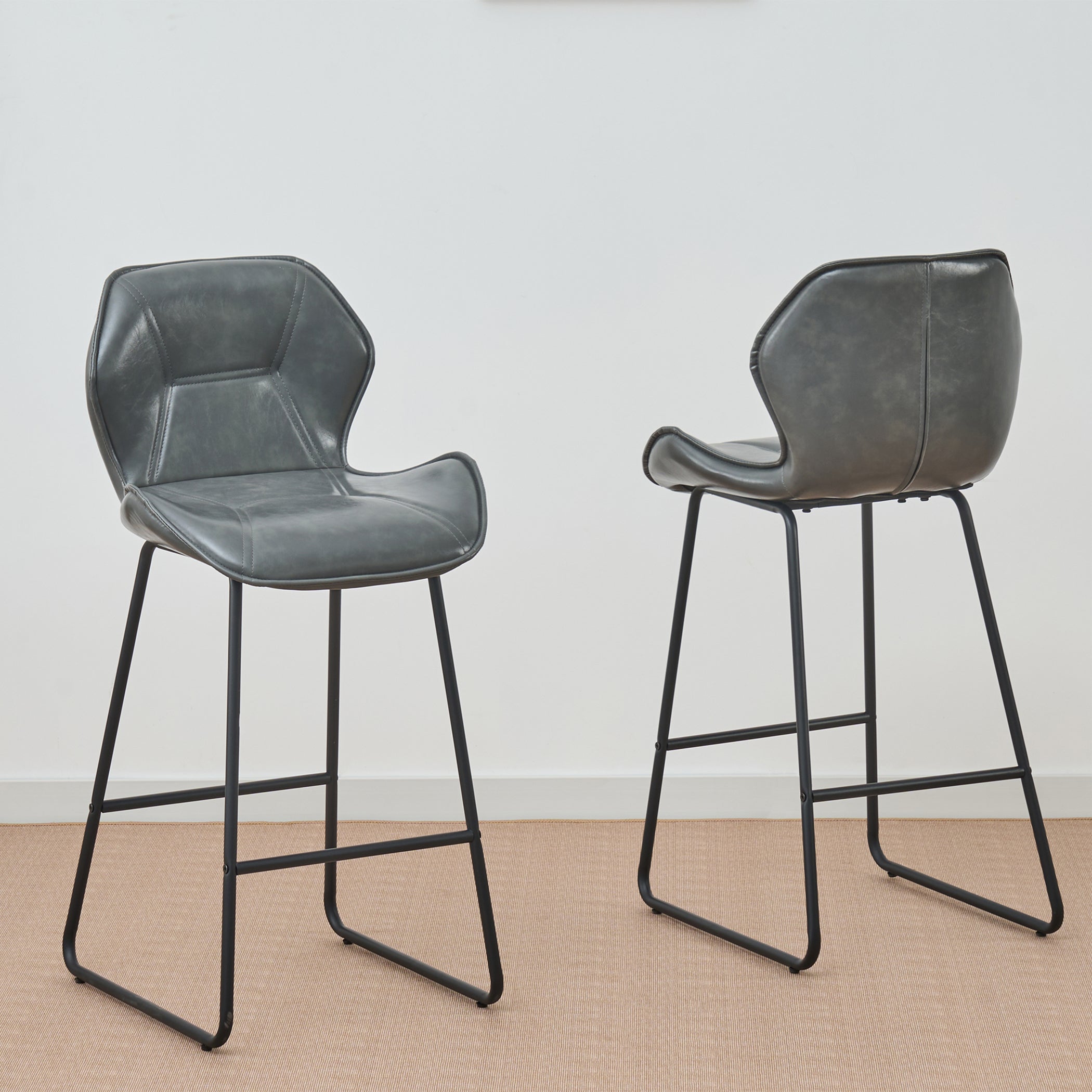 Barhocker 2er Set aus Kunstleder