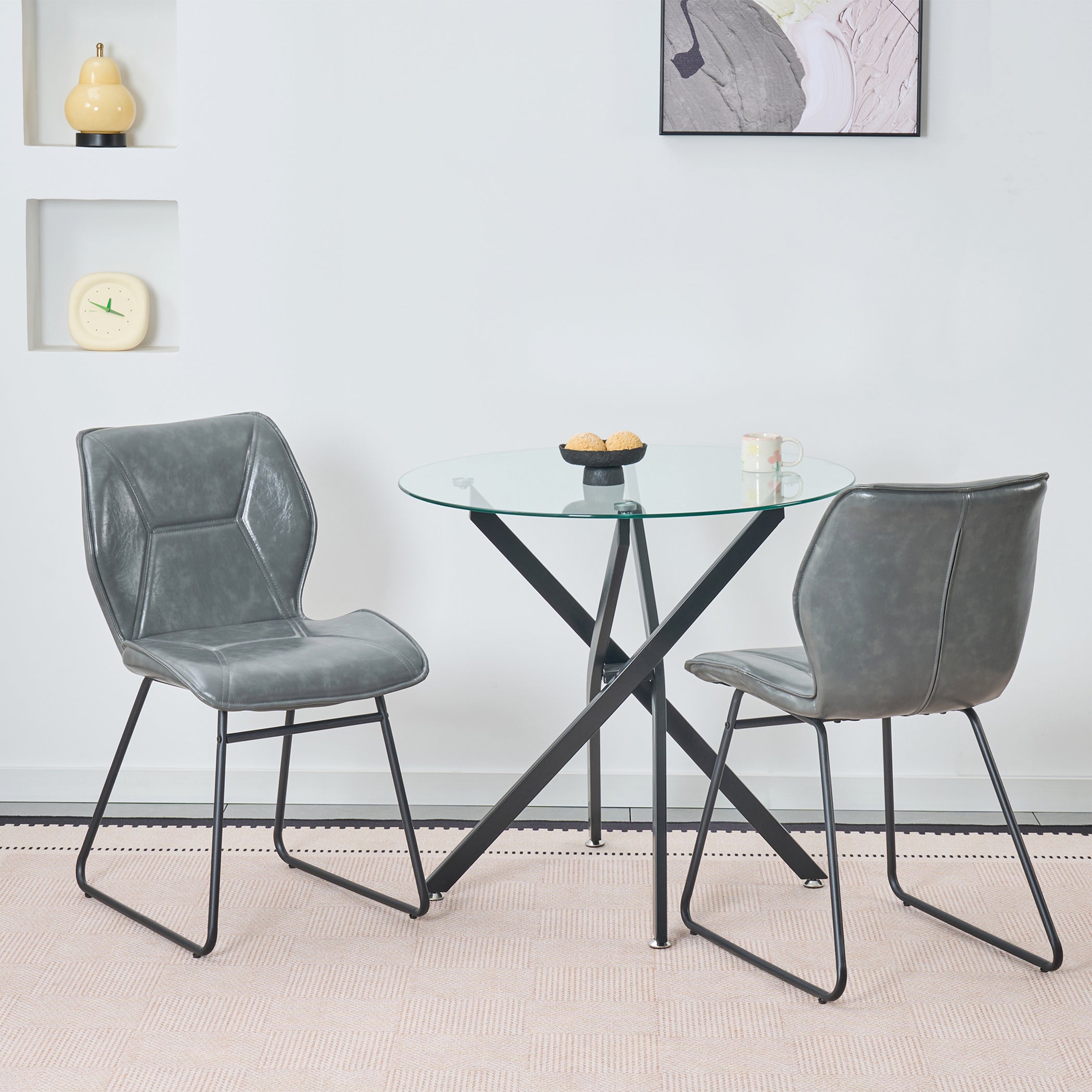 Esszimmerstühle 2er Set aus Kunstleder