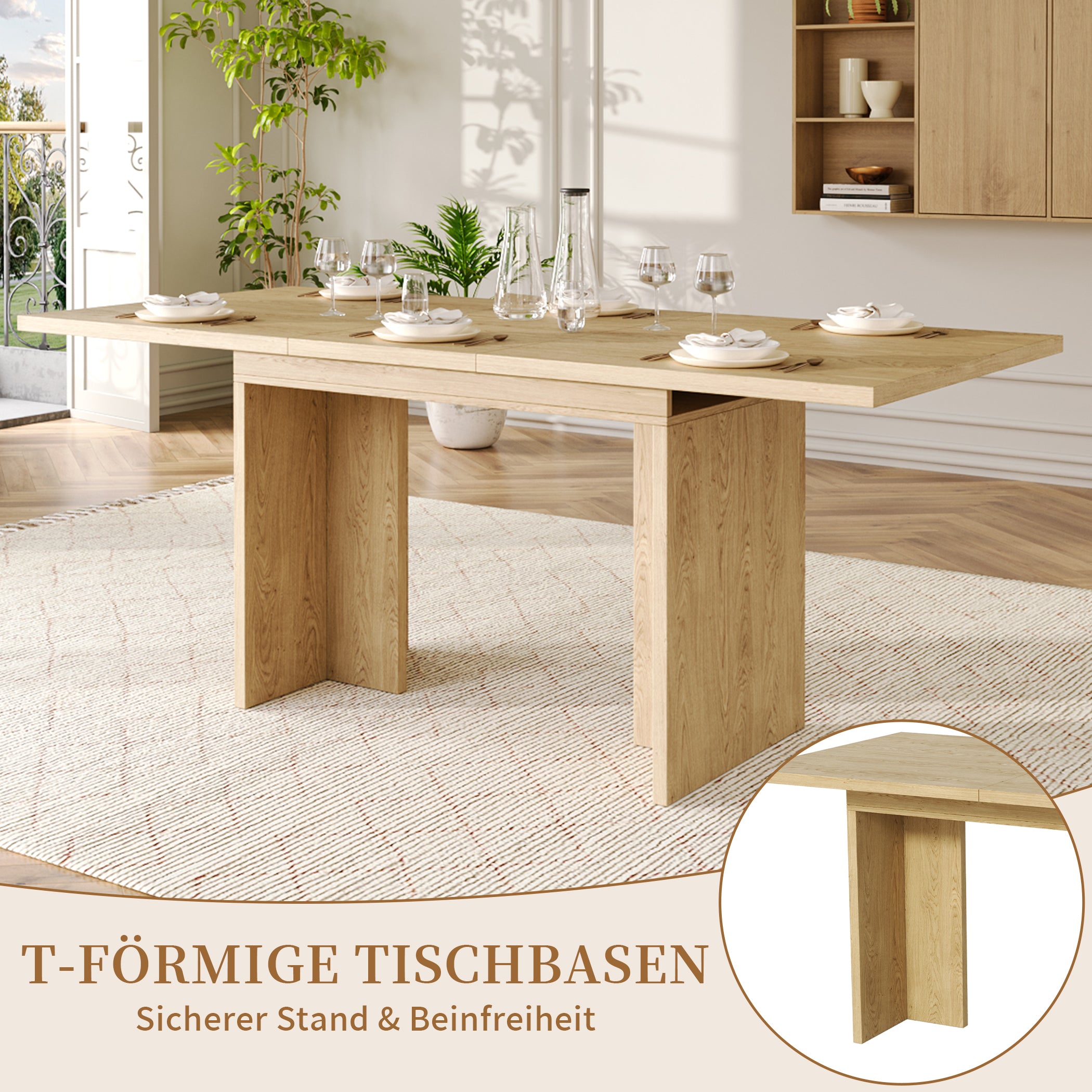 Ausziehbarer Esstisch für 6-8 Personen, 140(180)*80 cm