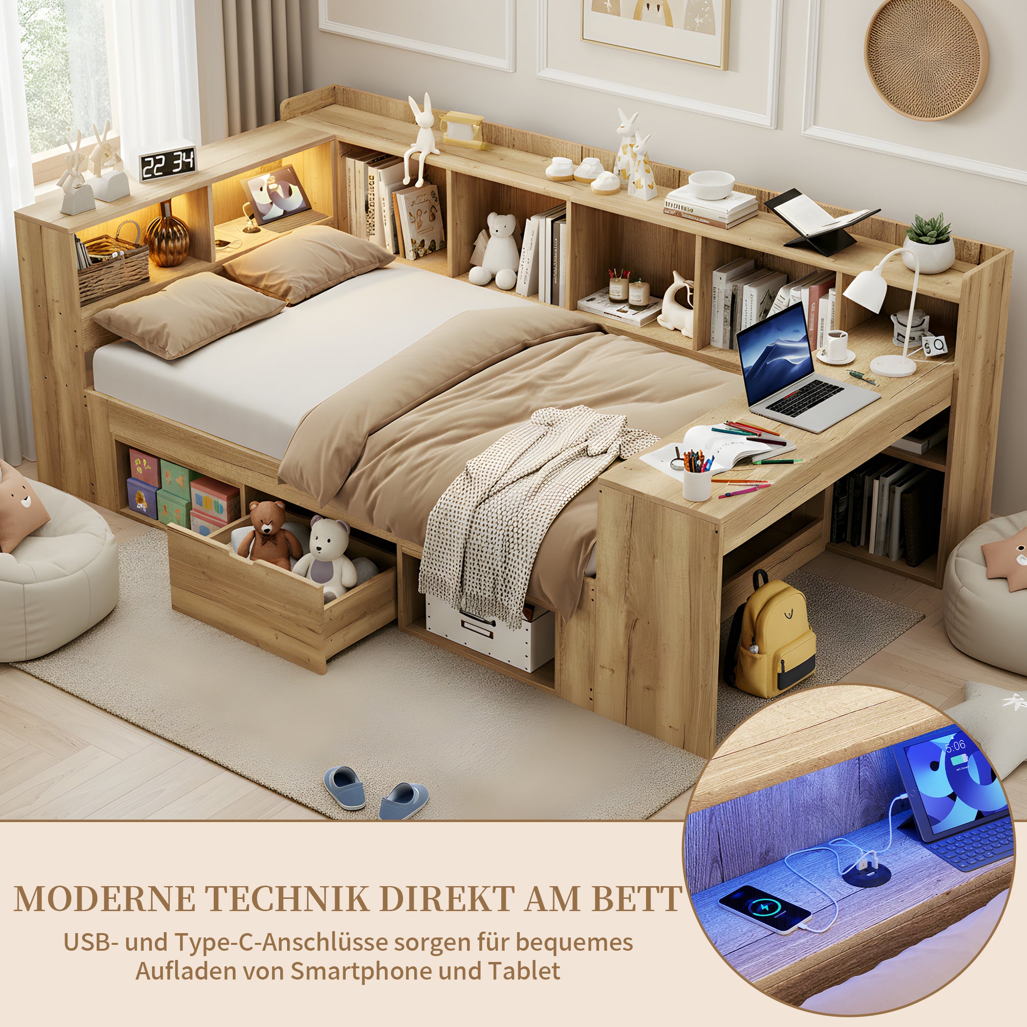 Daybett Holzbett mit Stauraum