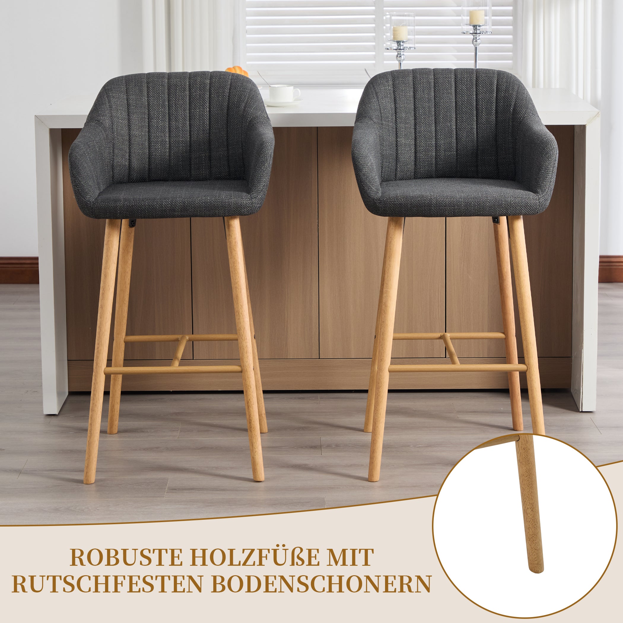 2er Set Barstühle aus Leinenstoff