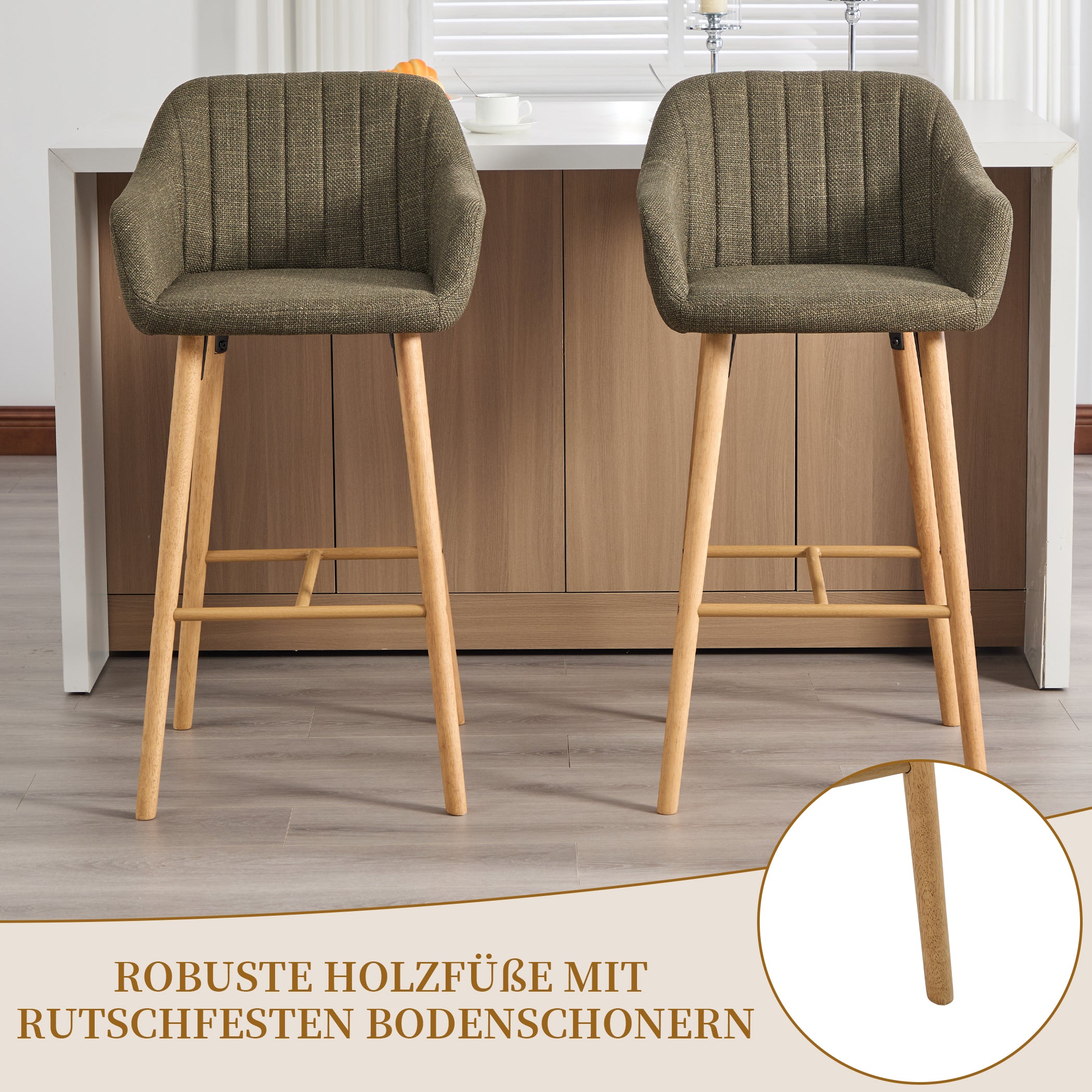 2er Set Barstühle aus Leinenstoff