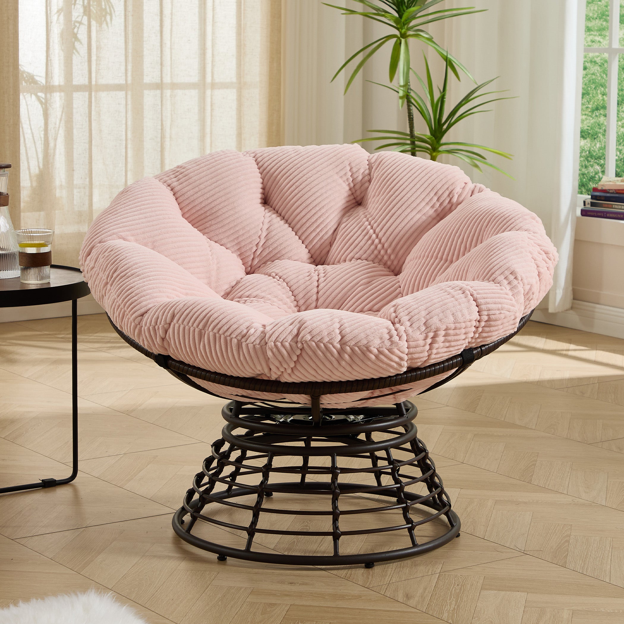 Drehbarer Papasan-Stuhl mit Stahlgestell