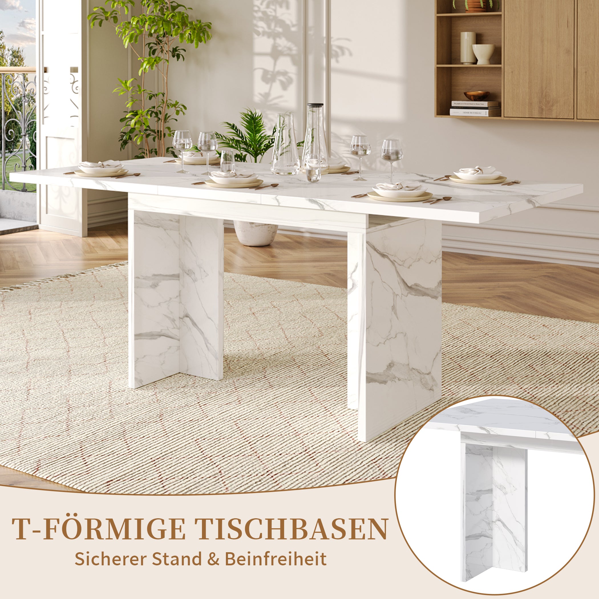 Ausziehbarer Esstisch für 6-8 Personen, 140(180)*80 cm