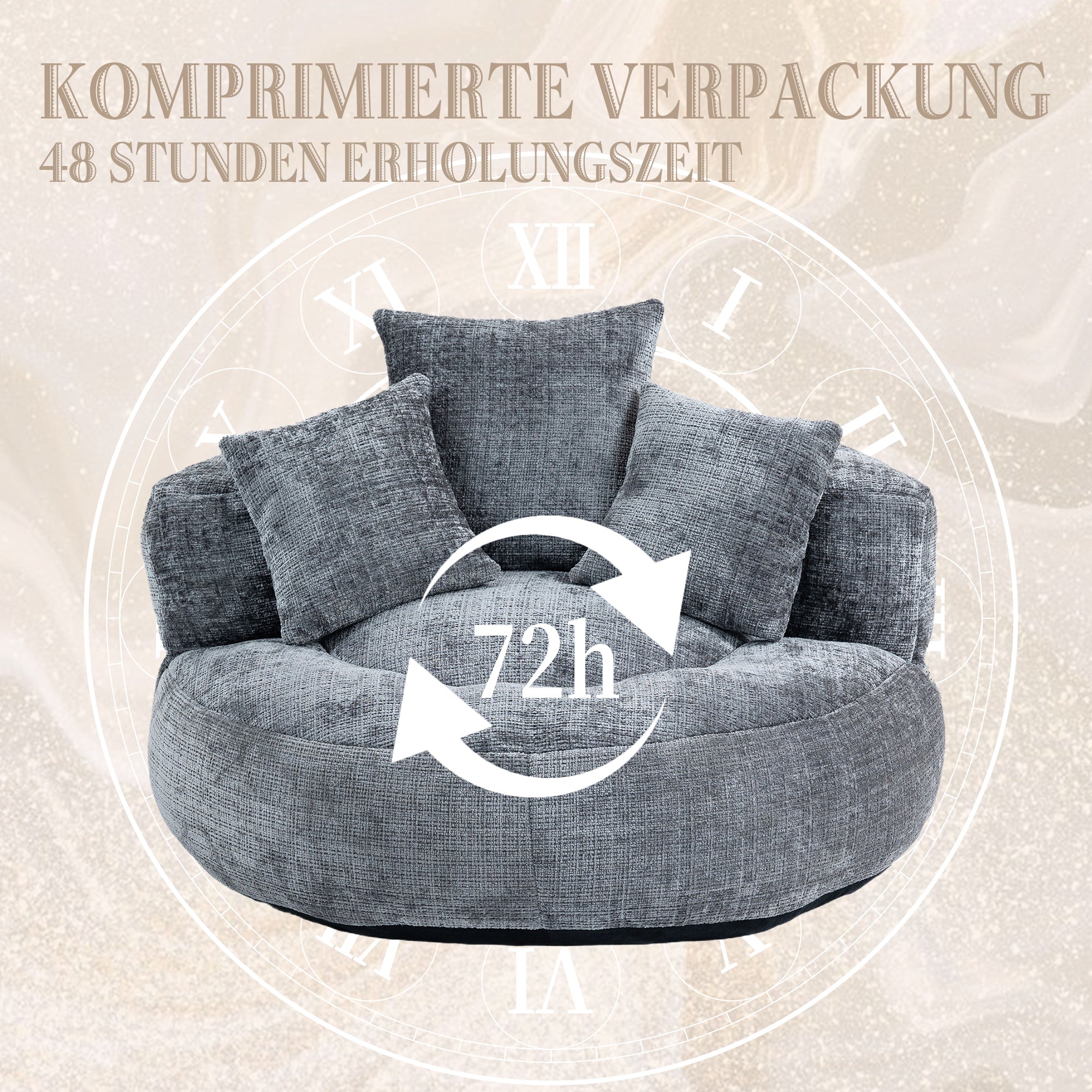 Sitzsack mit Unterstützend Rückenlehne und 3 Kissen