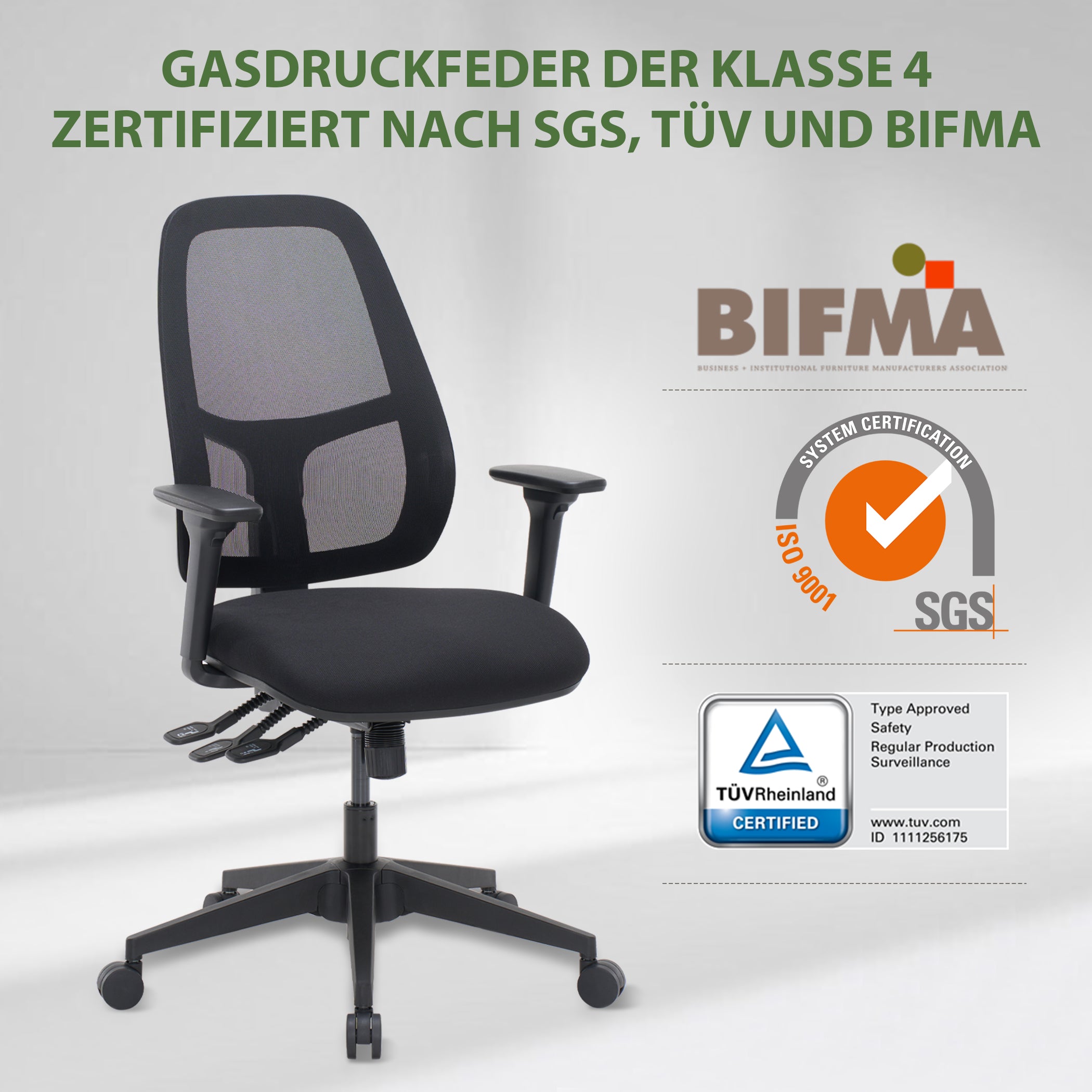 Ergonomischer Bürostuhl mit verstellbare Sitztiefe