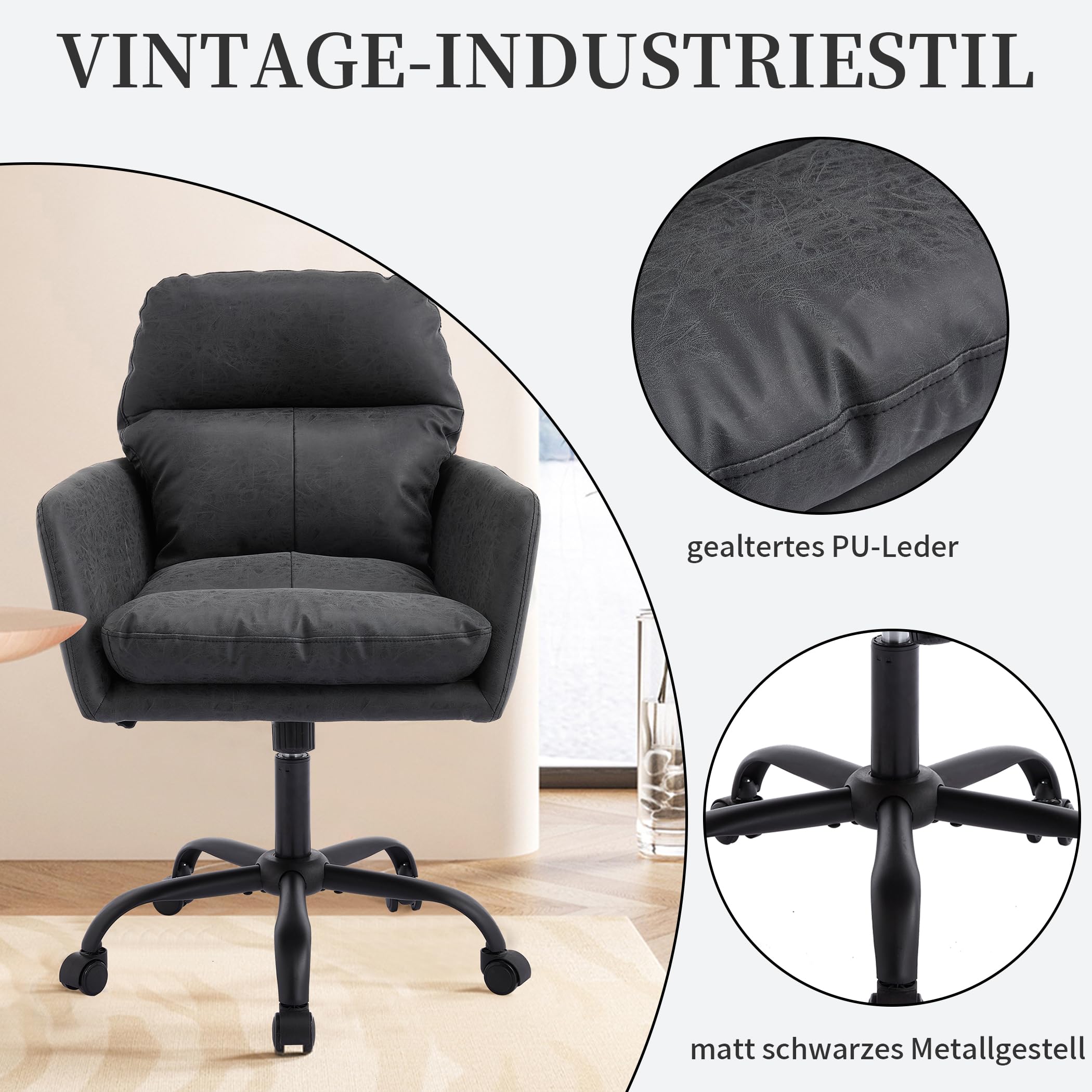Bürostuhl Mikrofaser drehbar mit Armlehnen Modern