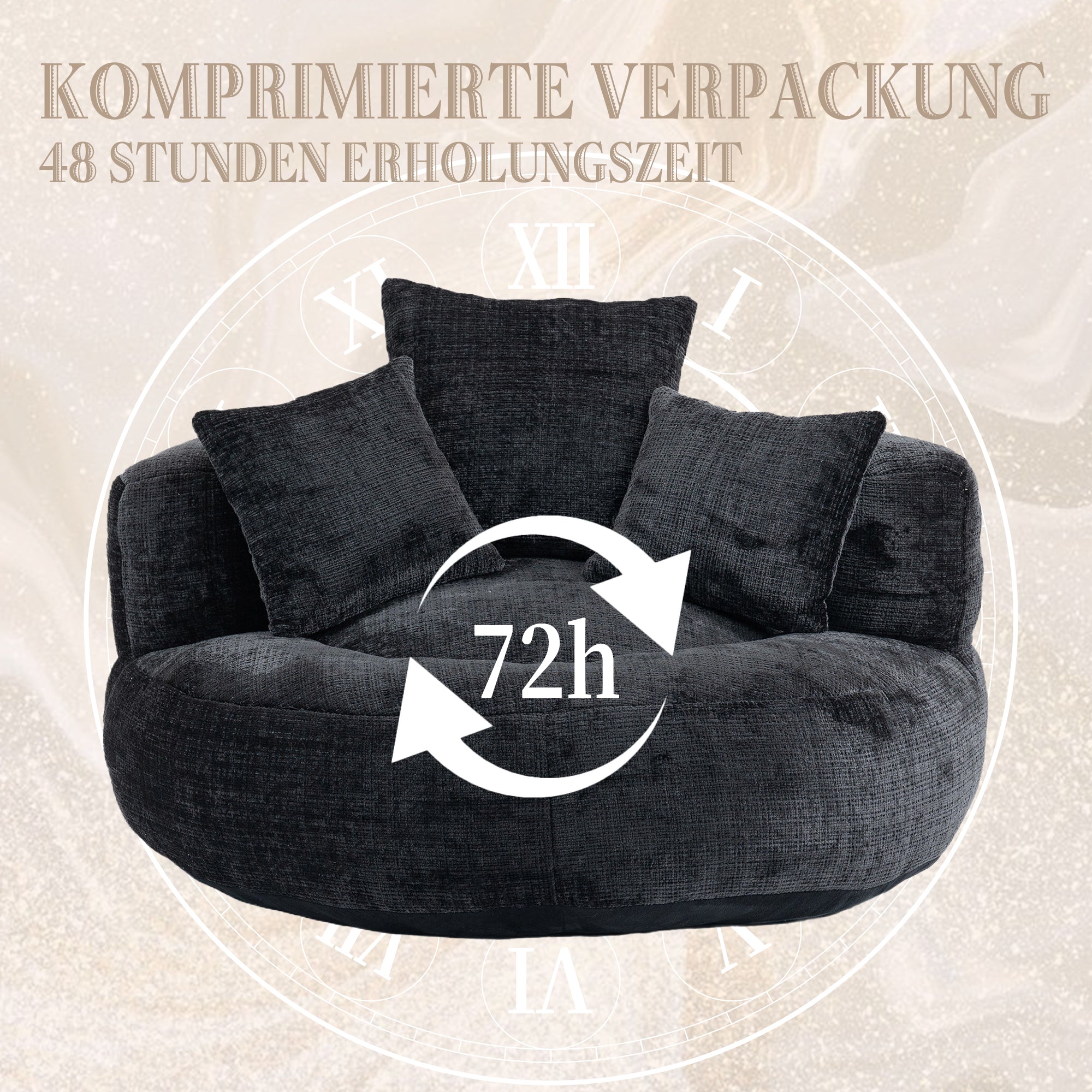 Sitzsack mit Unterstützend Rückenlehne und 3 Kissen