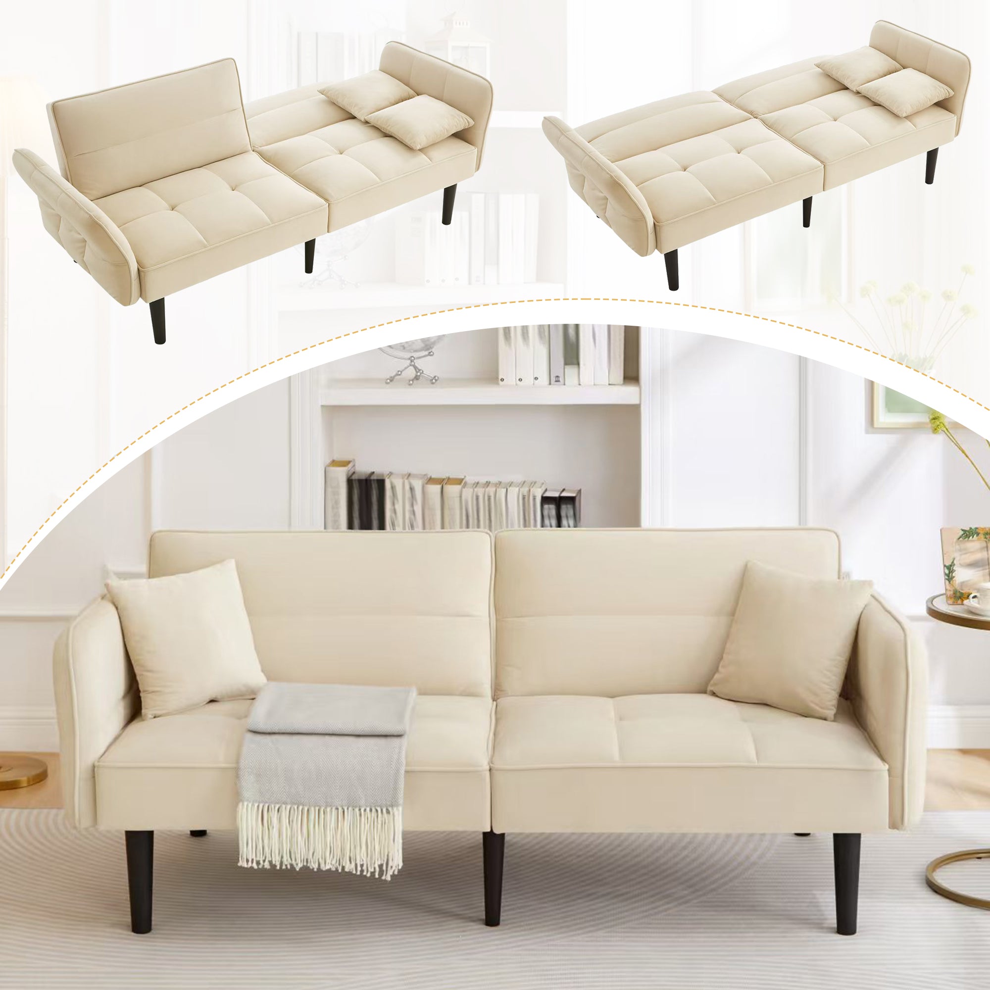 2-in-1 Verstellbares Schlafsofa mit 3 Liegepositionen