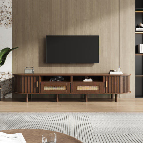 Ovaler TV Lowboard mit 2 Schiebetüren