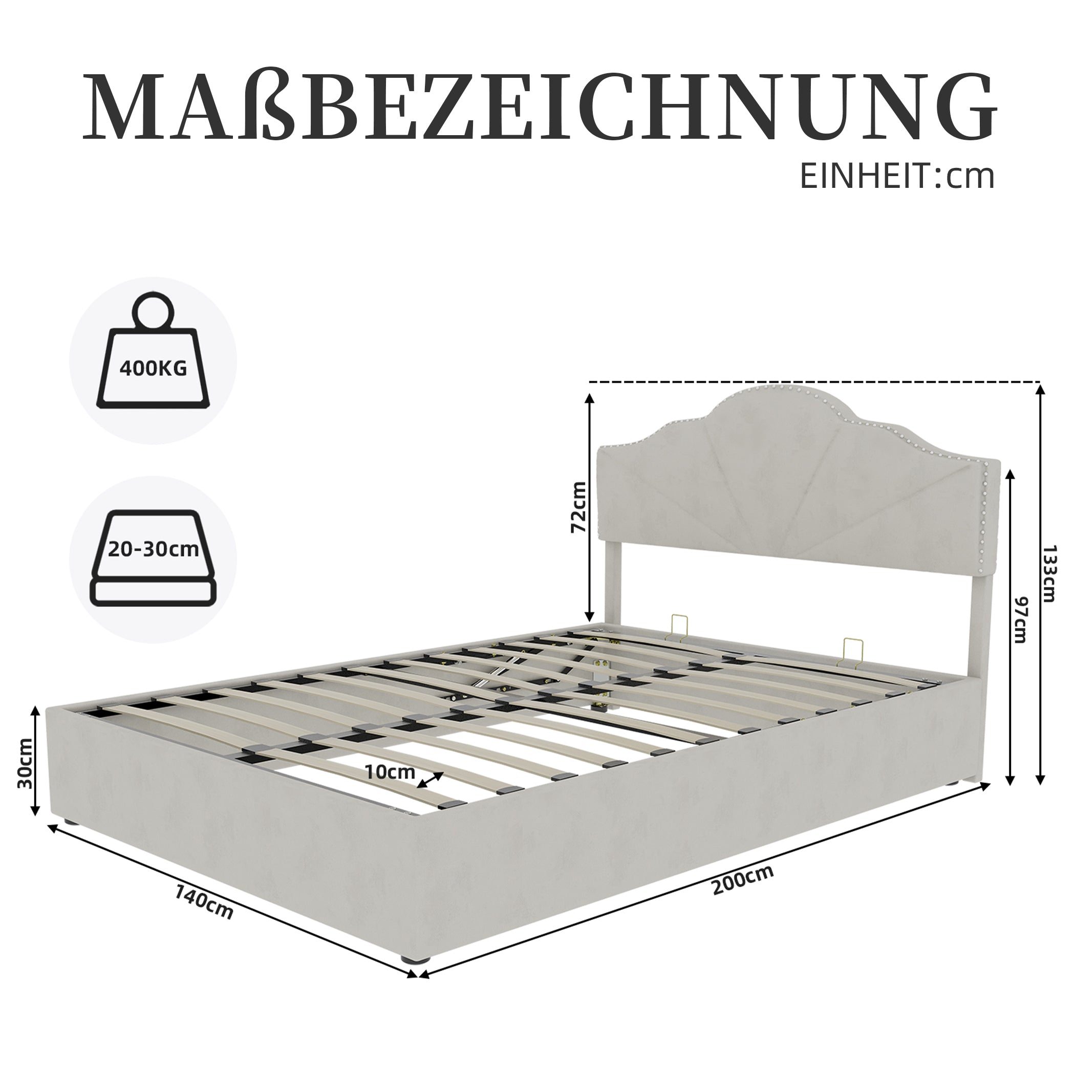 Polsterbett Samt Hydraulisches Doppelbett